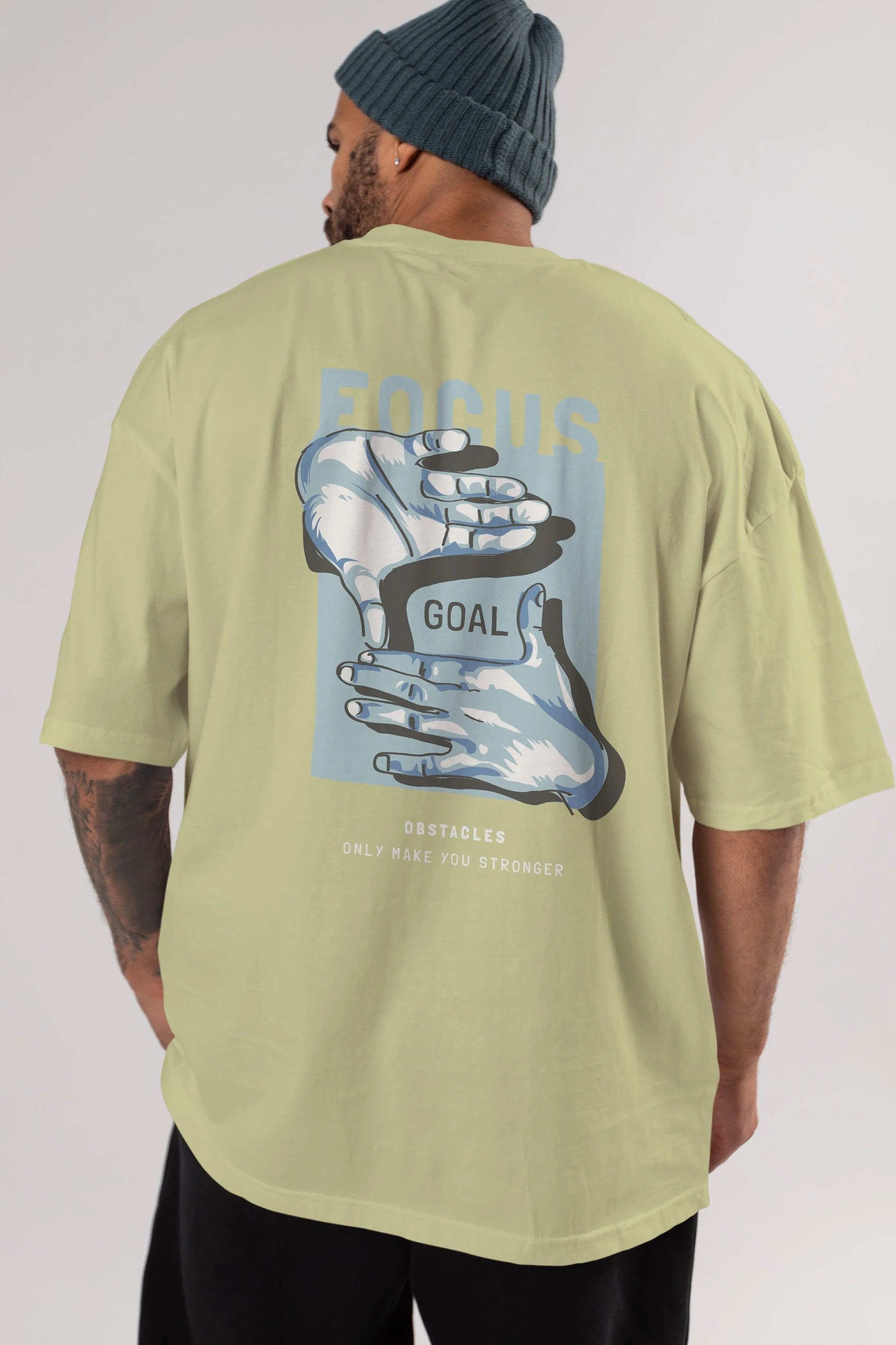 Focus Goal Arka Baskılı Oversize t-shirt Erkek Kadın Unisex