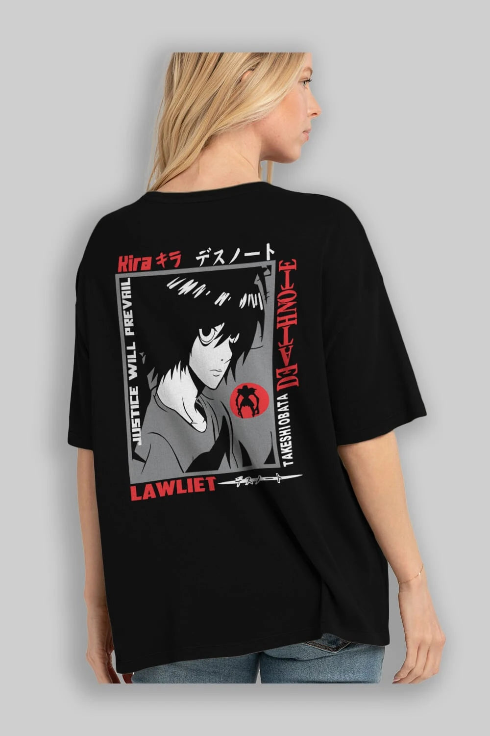 DEATH NOTE Anime Arka Baskılı Oversize t-shirt Erkek Kadın Unisex