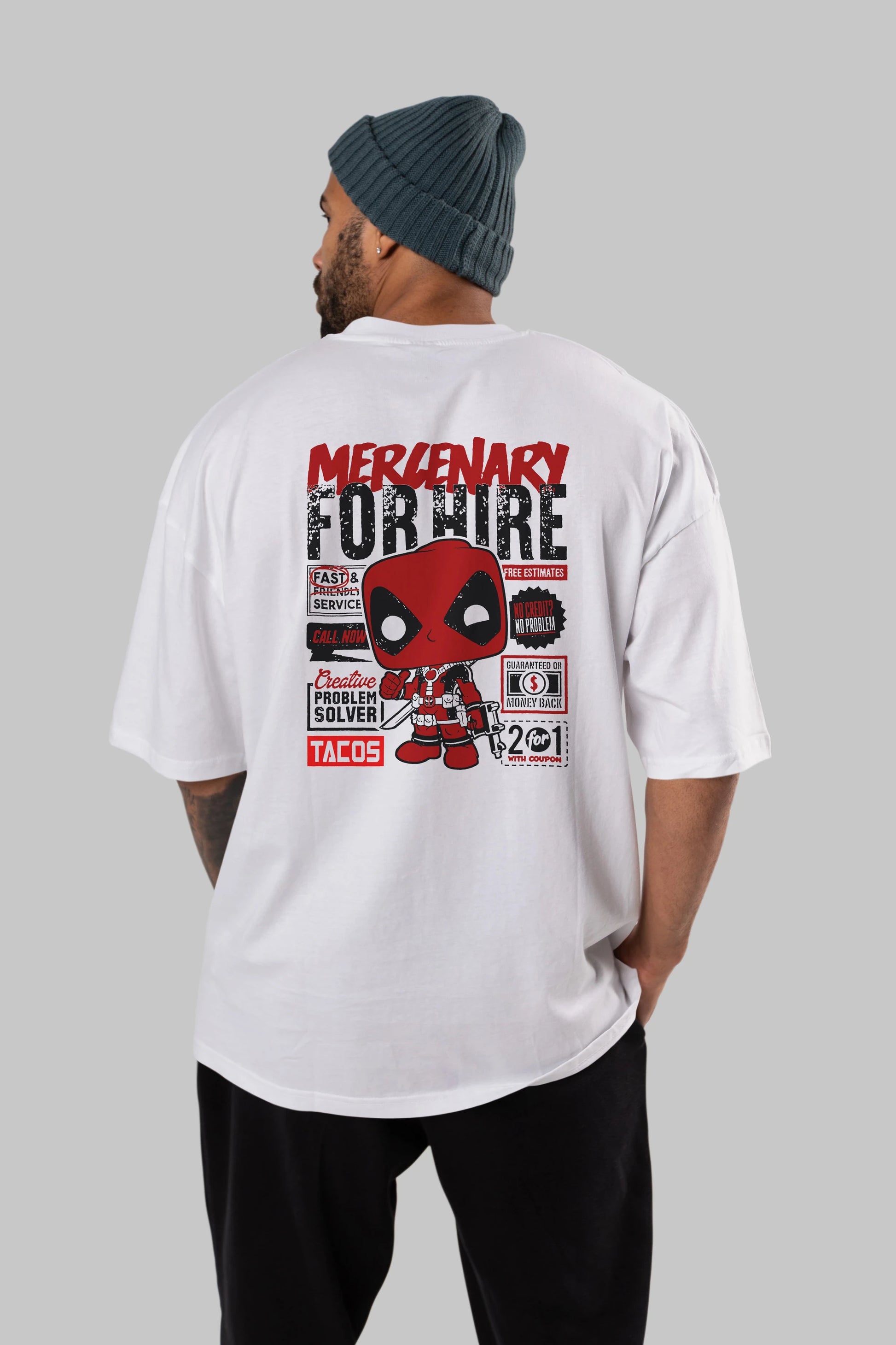 Deadpool (18) Arka Baskılı Oversize t-shirt Erkek Kadın Unisex %100 Pamuk Bisiklet Yaka tişort
