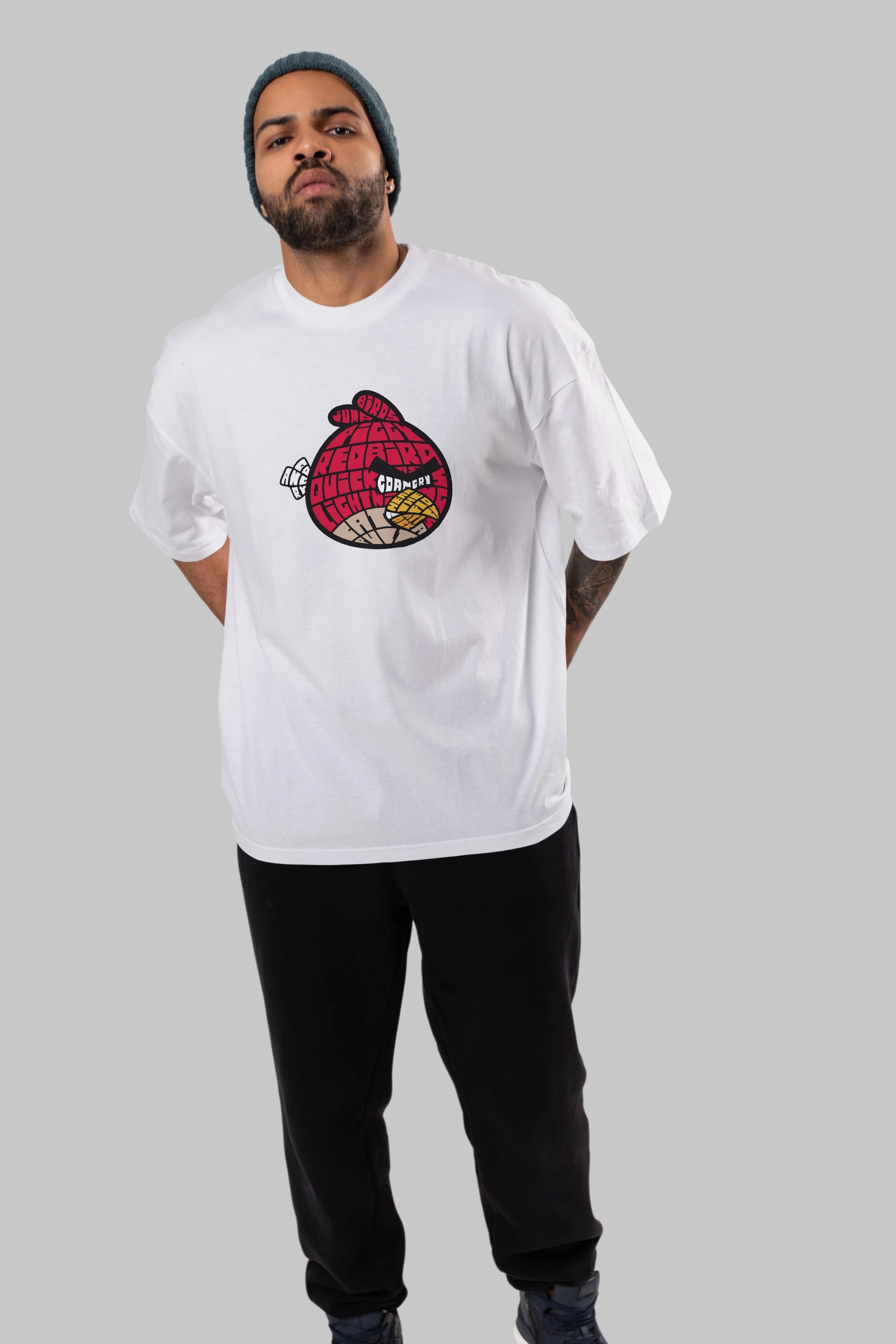 Bird With Anger Ön Baskılı Oversize t-shirt %100 pamuk Erkek Kadın Unisex