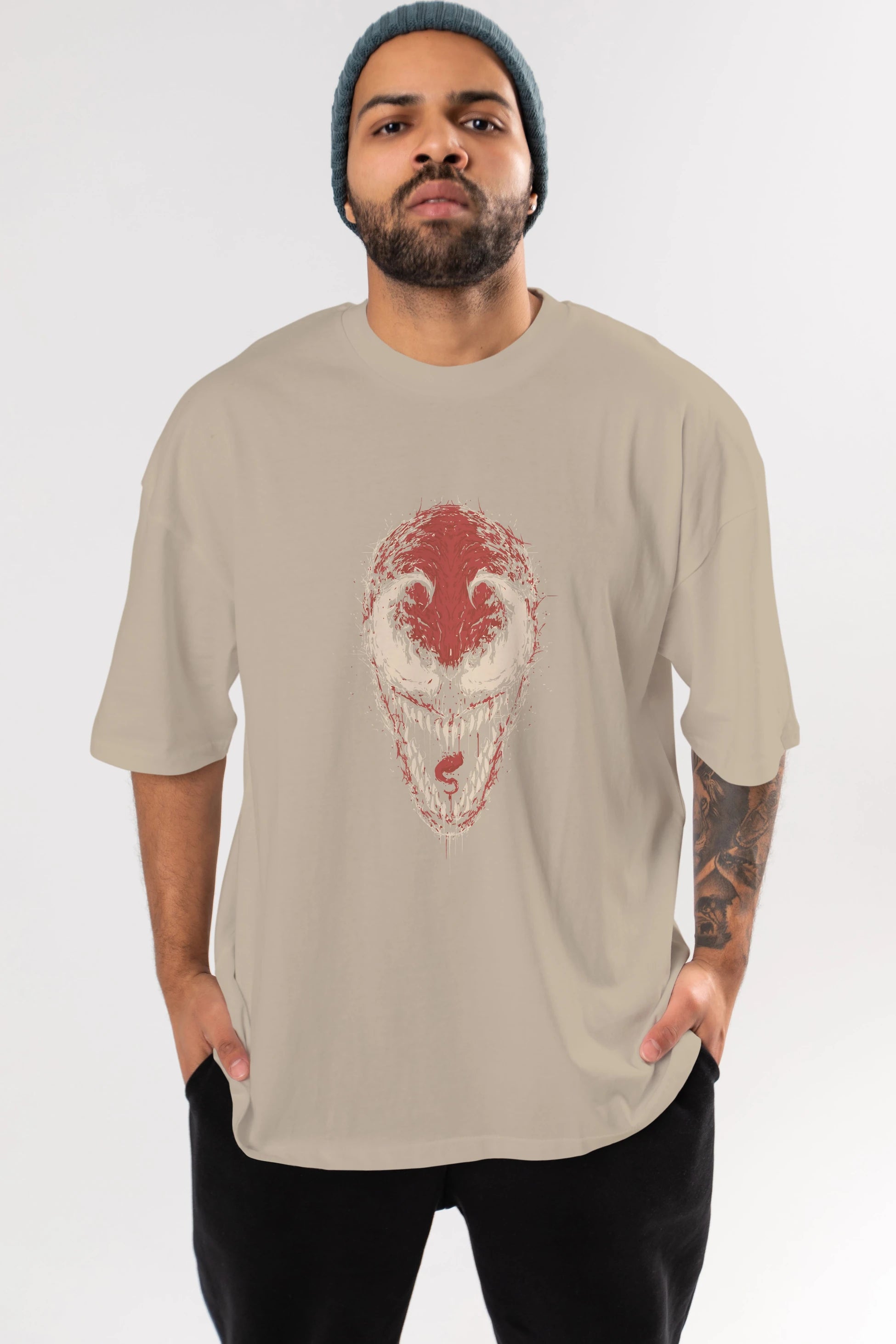 Venom (12) Ön Baskılı Oversize t-shirt Erkek Kadın Unisex %100 Pamuk Bisiklet Yaka tişort