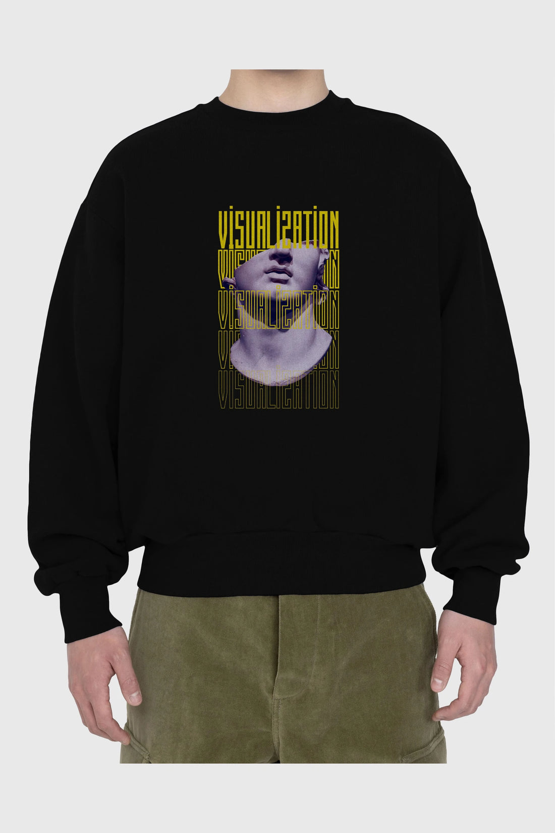 Visualization Yazılı Ön Baskılı Oversize Sweatshirt Erkek Kadın Unisex