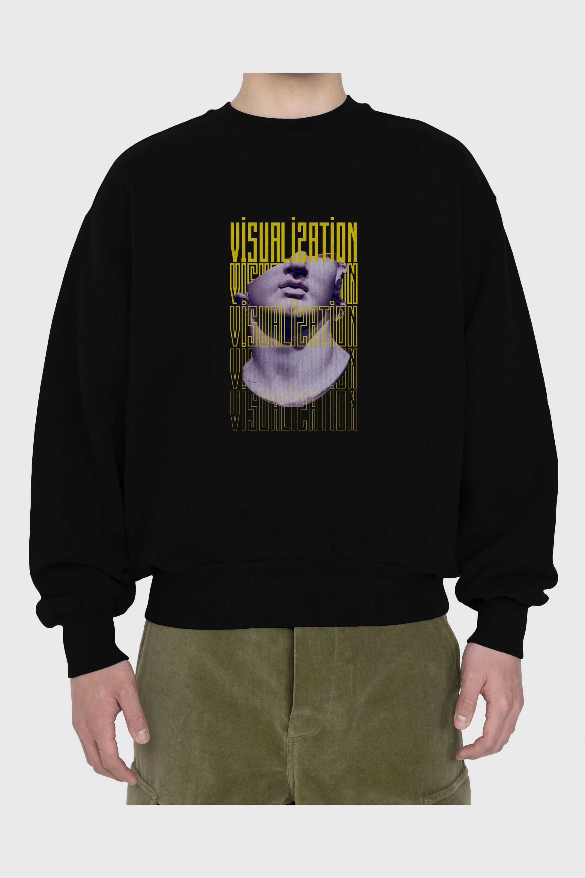 Visualization Yazılı Ön Baskılı Oversize Sweatshirt Erkek Kadın Unisex