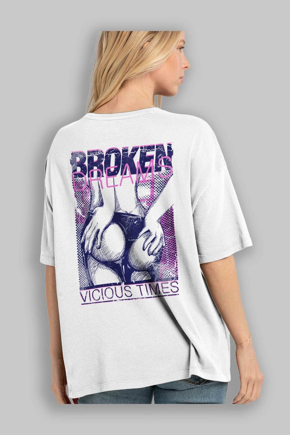 Broken Dreams Arka Baskılı Oversize t-shirt Erkek Kadın Unisex
