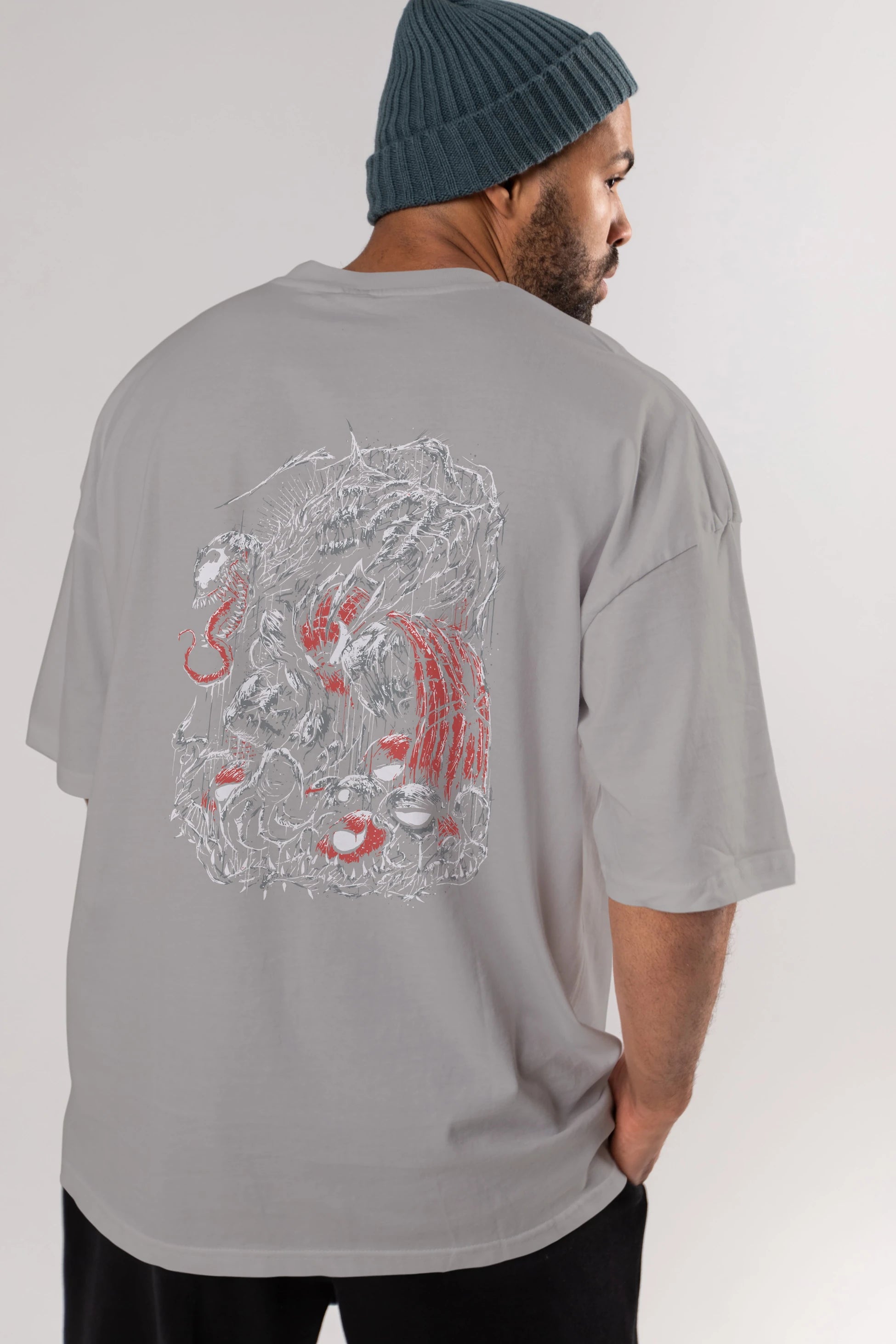 Venom (14) Arka Baskılı Oversize t-shirt Erkek Kadın Unisex %100 Pamuk Bisiklet Yaka tişort