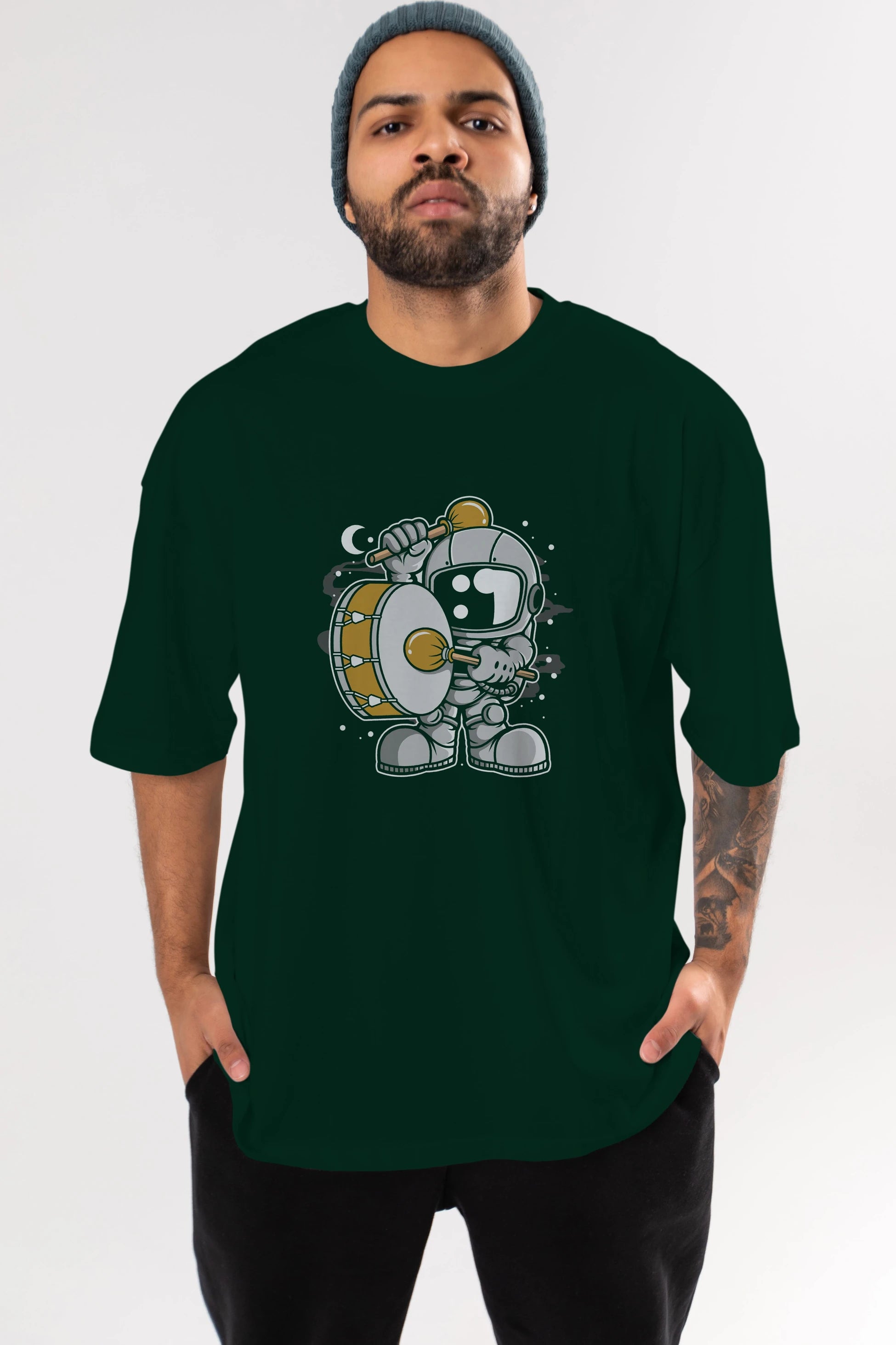 Astronaut Marching Band Ön Baskılı Oversize t-shirt Erkek Kadın Unisex
