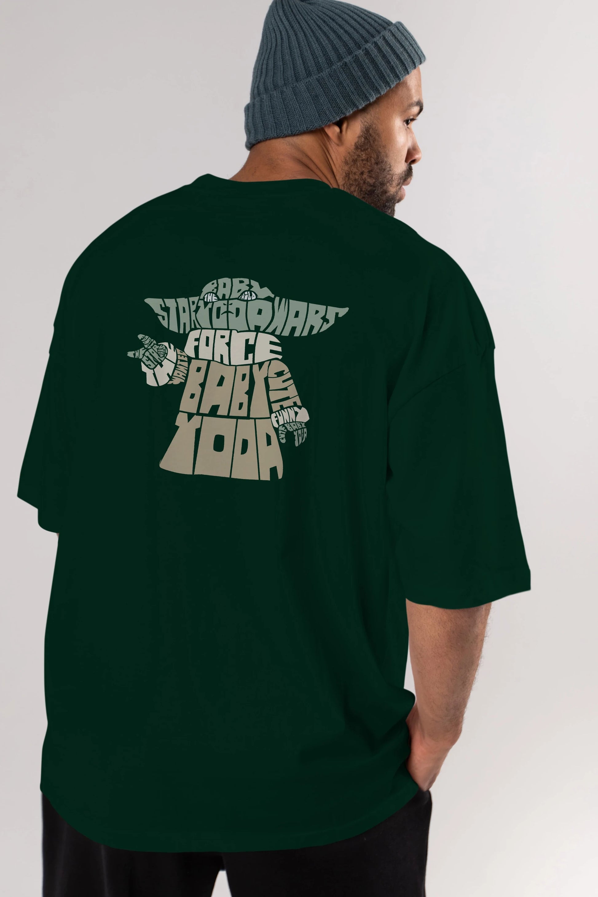 Baby Yoda Arka Baskılı Oversize t-shirt %100 pamuk Erkek Kadın Unisex