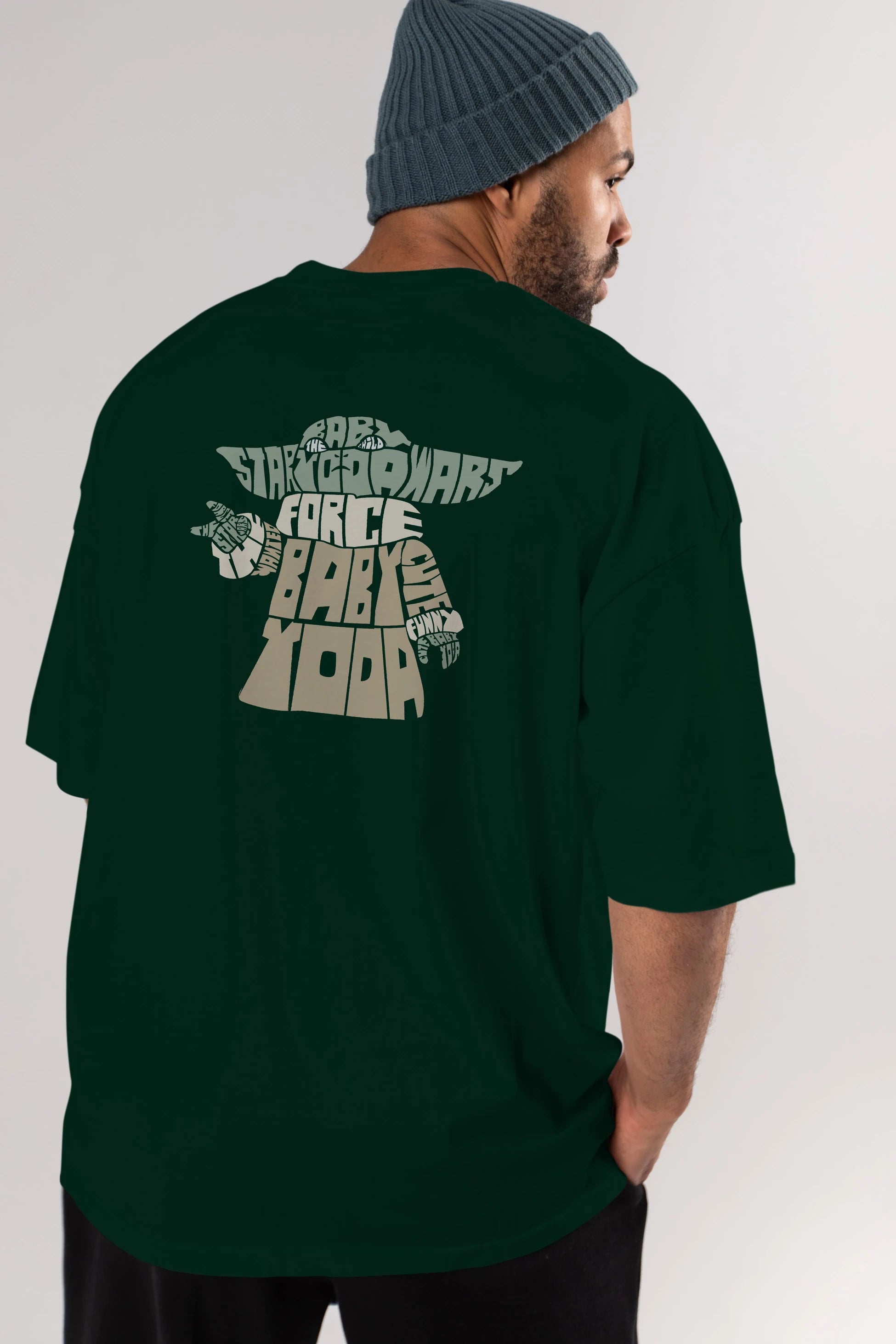 Baby Yoda Arka Baskılı Oversize t-shirt %100 pamuk Erkek Kadın Unisex