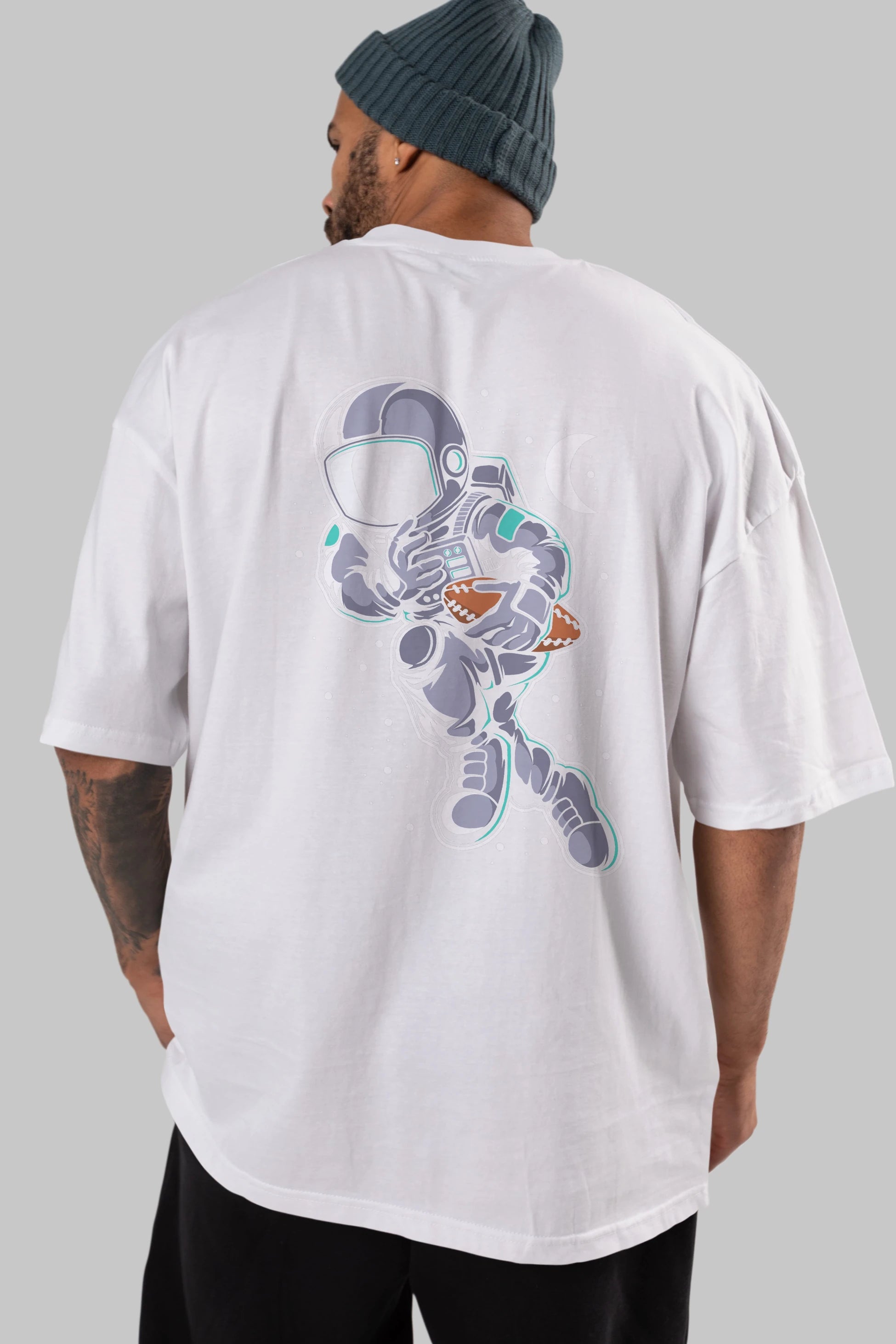 Astronaut Rugby Arka Baskılı Oversize t-shirt Erkek Kadın Unisex