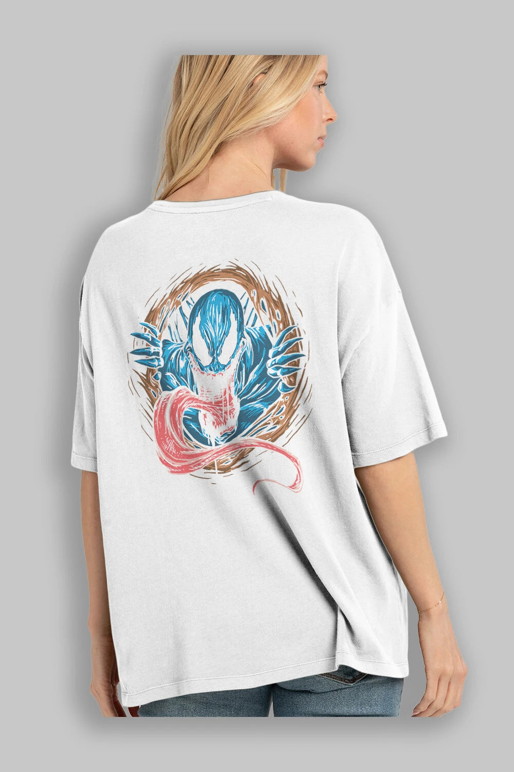 Venom (7) Arka Baskılı Oversize t-shirt Erkek Kadın Unisex %100 Pamuk Bisiklet Yaka tişort