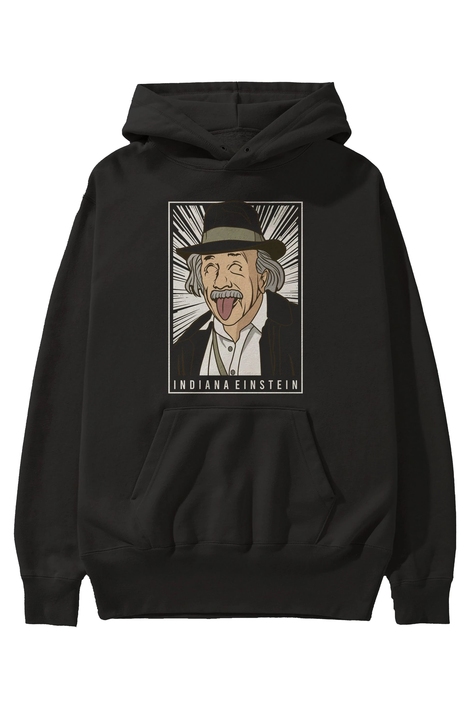 Indiana Jones Einstein Ön Baskılı Hoodie Oversize Kapüşonlu Sweatshirt Erkek Kadın Unisex