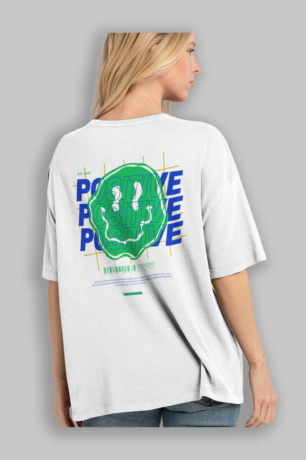 Positive 2 Arka Baskılı Oversize t-shirt Erkek Kadın Unisex