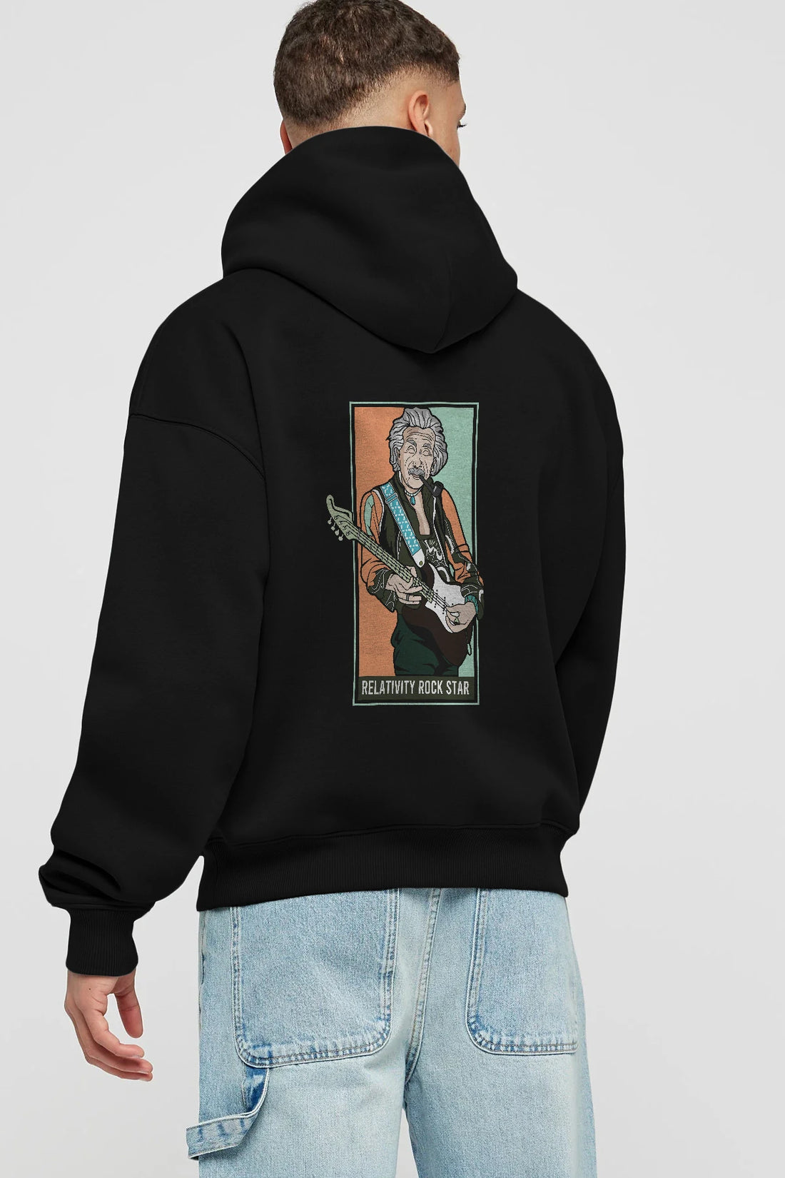 Jimmy Einstein Arka Baskılı Hoodie Oversize Kapüşonlu Sweatshirt Erkek Kadın Unisex