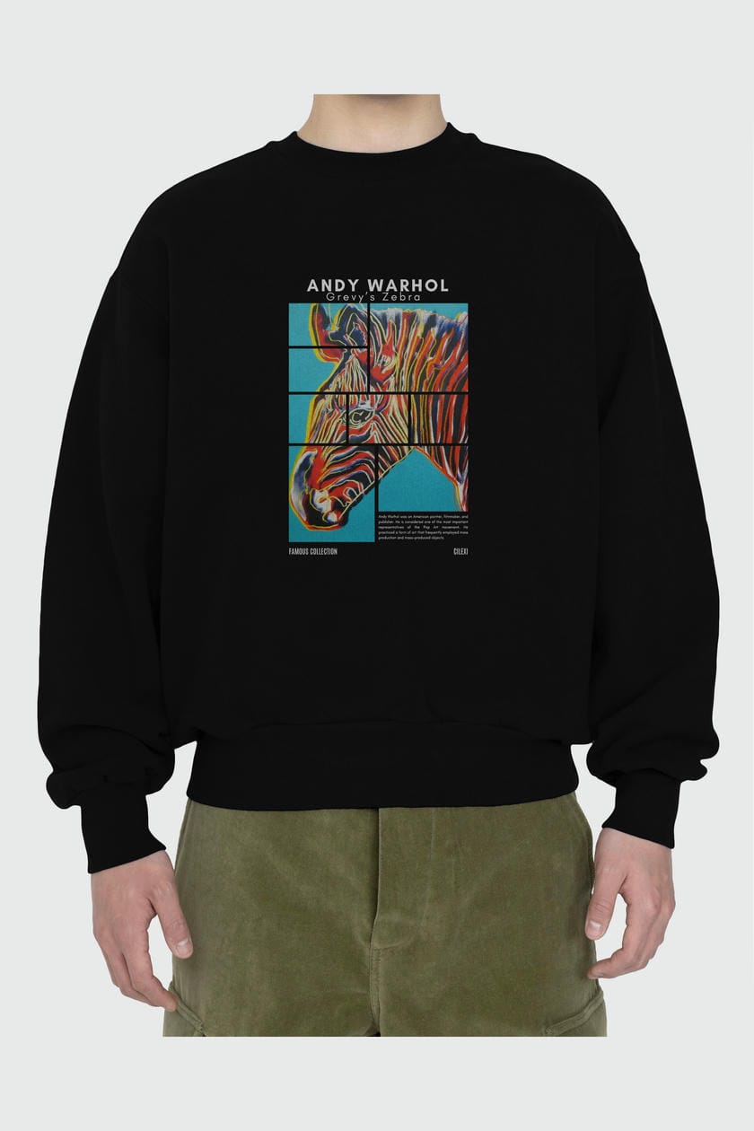 Andy Warhol ön Baskılı Oversize Sweatshirt Erkek Kadın Unisex