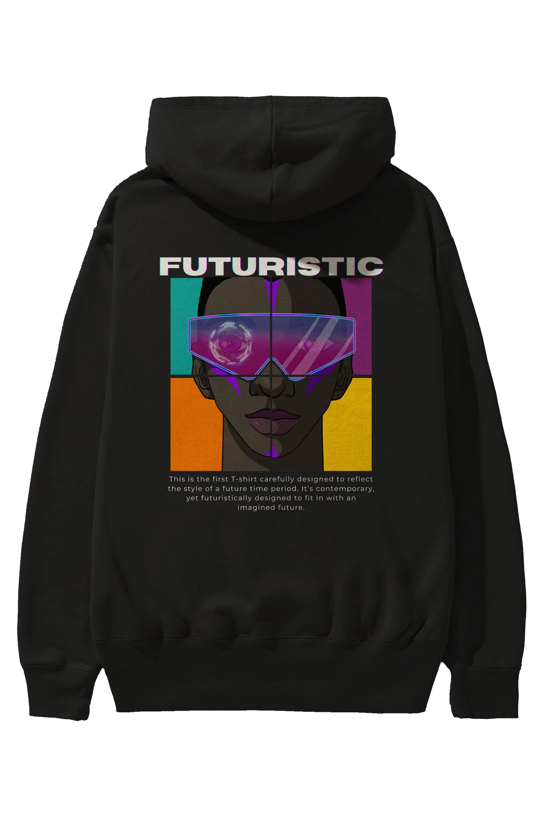 Futuristic Streetwear Arka Baskılı Oversize Hoodie Kapüşonlu Sweatshirt Erkek Kadın Unisex