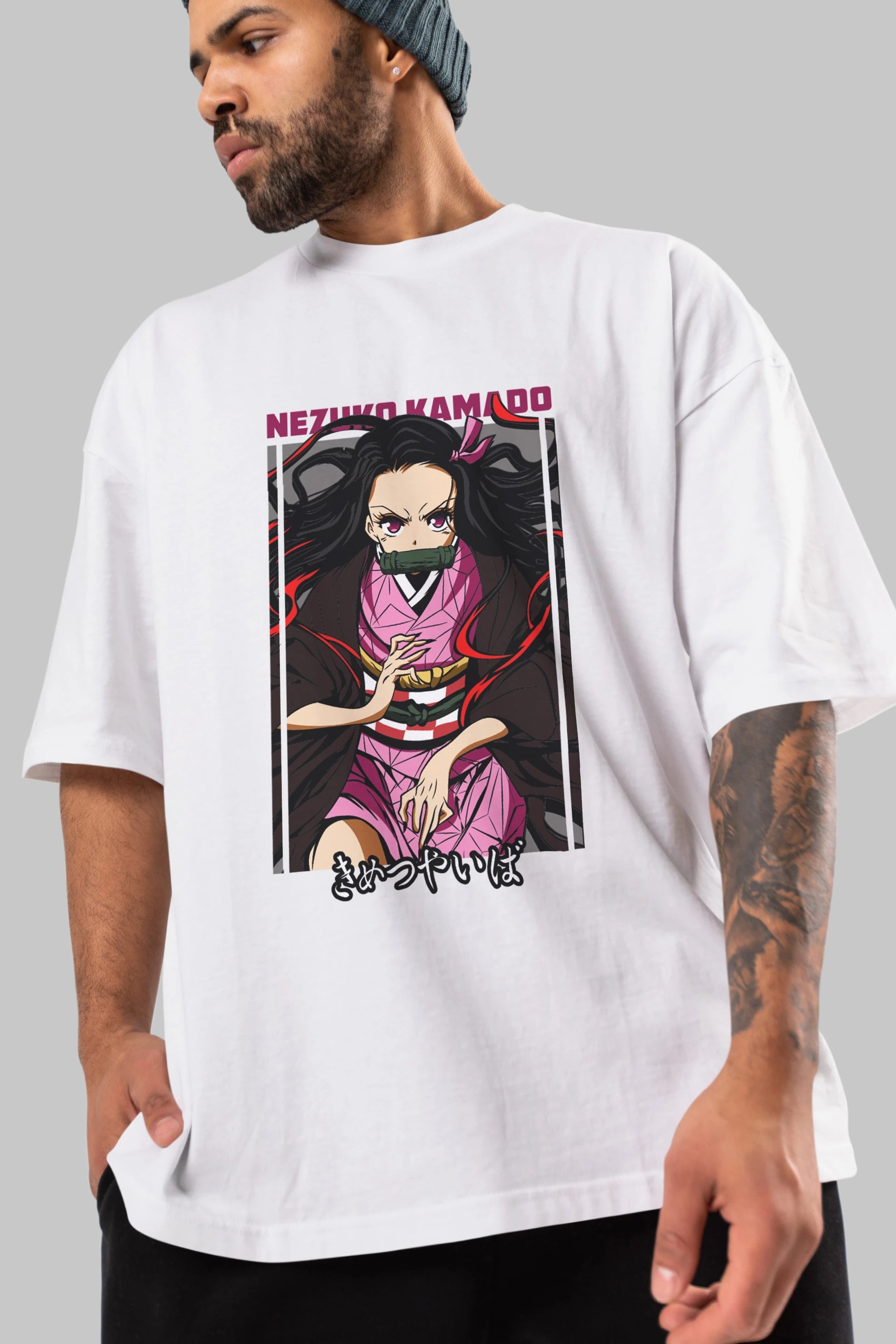 Nezuko Kamado 1 Anime Ön Baskılı Oversize t-shirt %100 pamuk Erkek Kadın Unisex