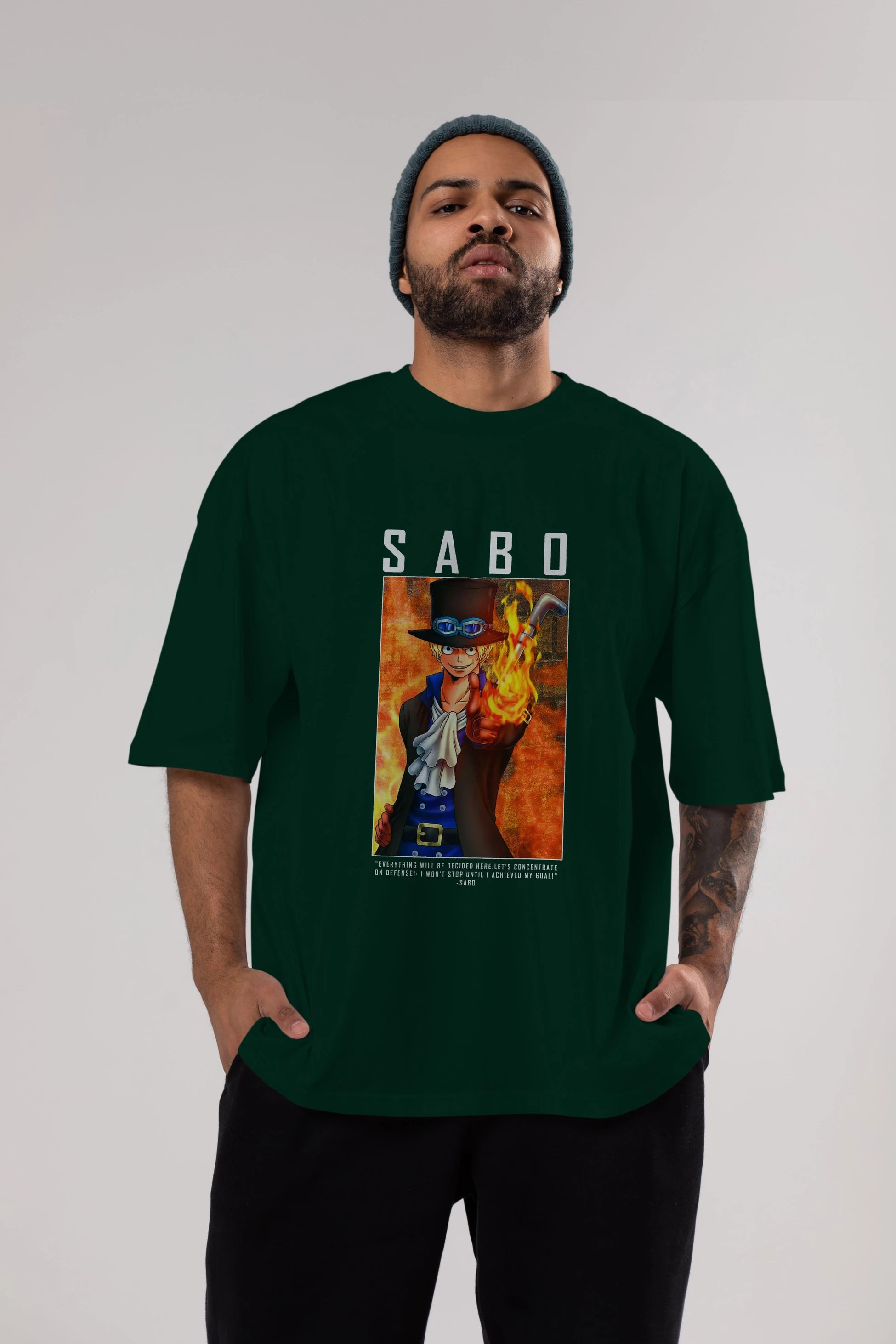 Sabo Anime Ön Baskılı Oversize t-shirt Erkek Kadın Unisex