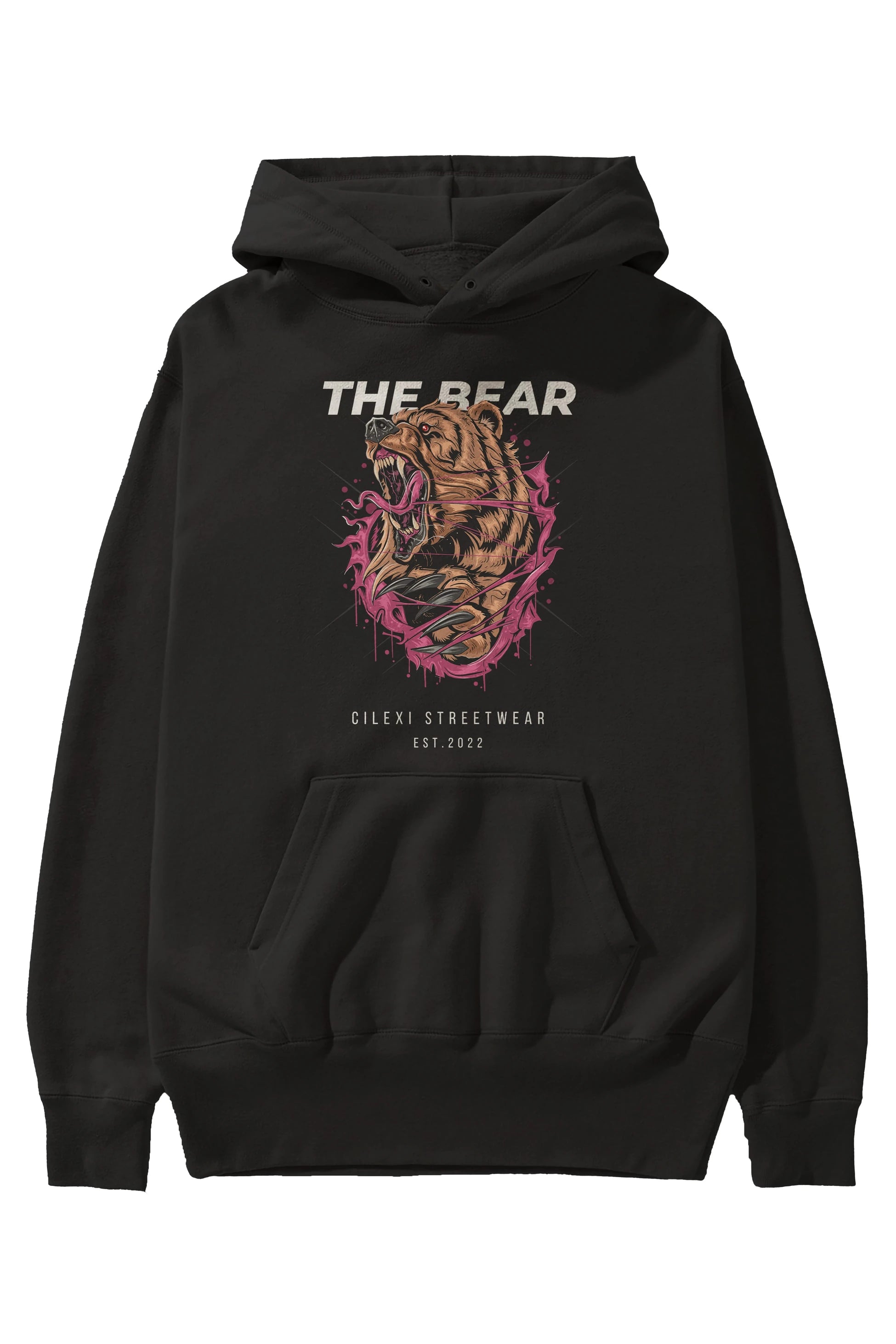 The Bear Ön Baskılı Oversize Hoodie Kapüşonlu Sweatshirt Erkek Kadın Unisex
