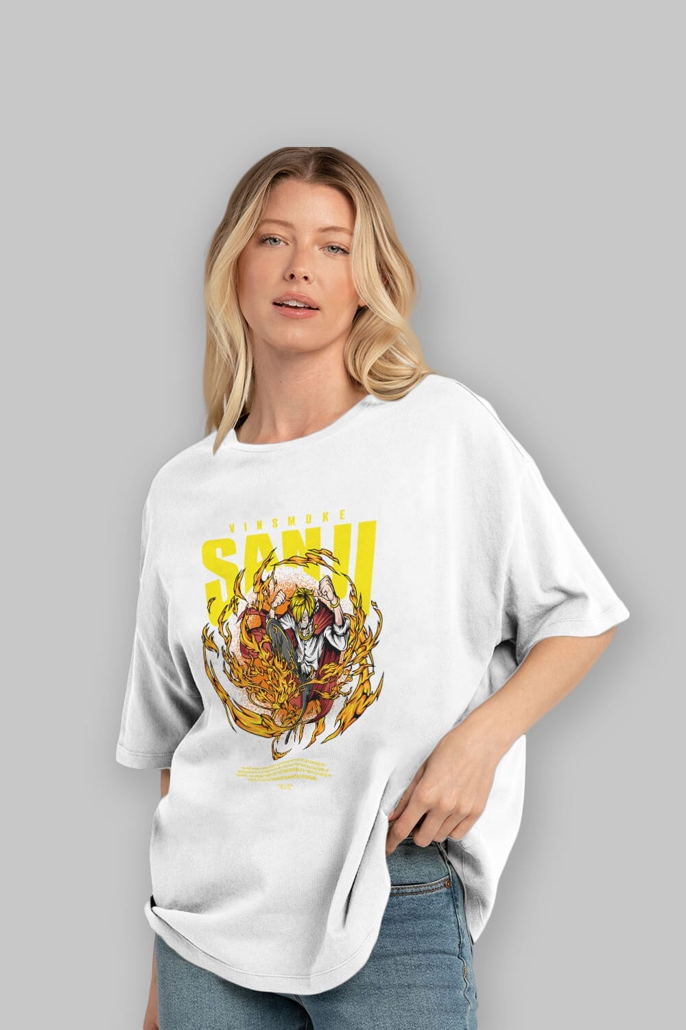 Vinsmoke Sanji Anime Ön Baskılı Oversize t-shirt %100 pamuk Erkek Kadın Unisex