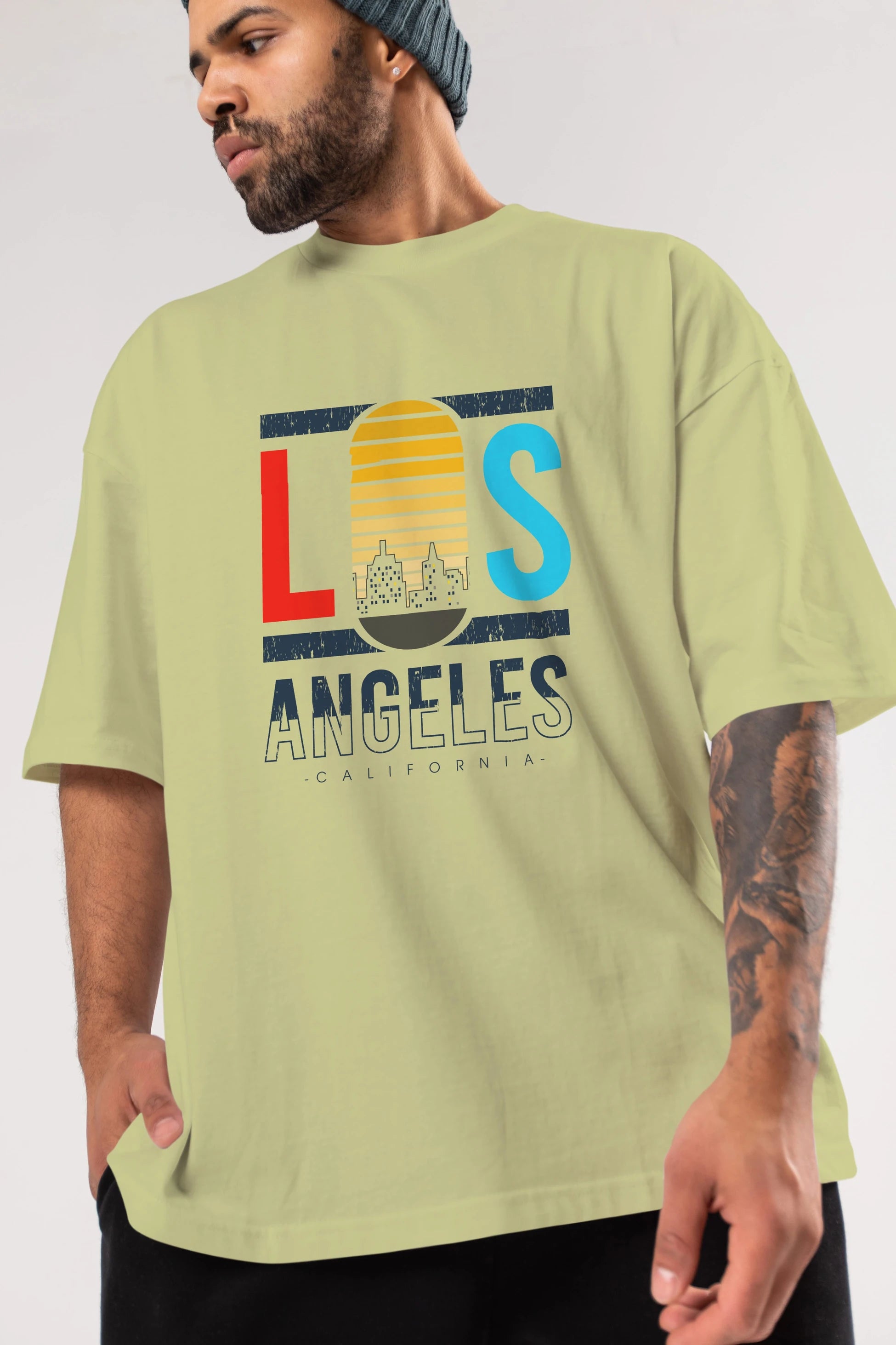 Los Angeles Ön Baskılı Oversize t-shirt Erkek Kadın Unisex