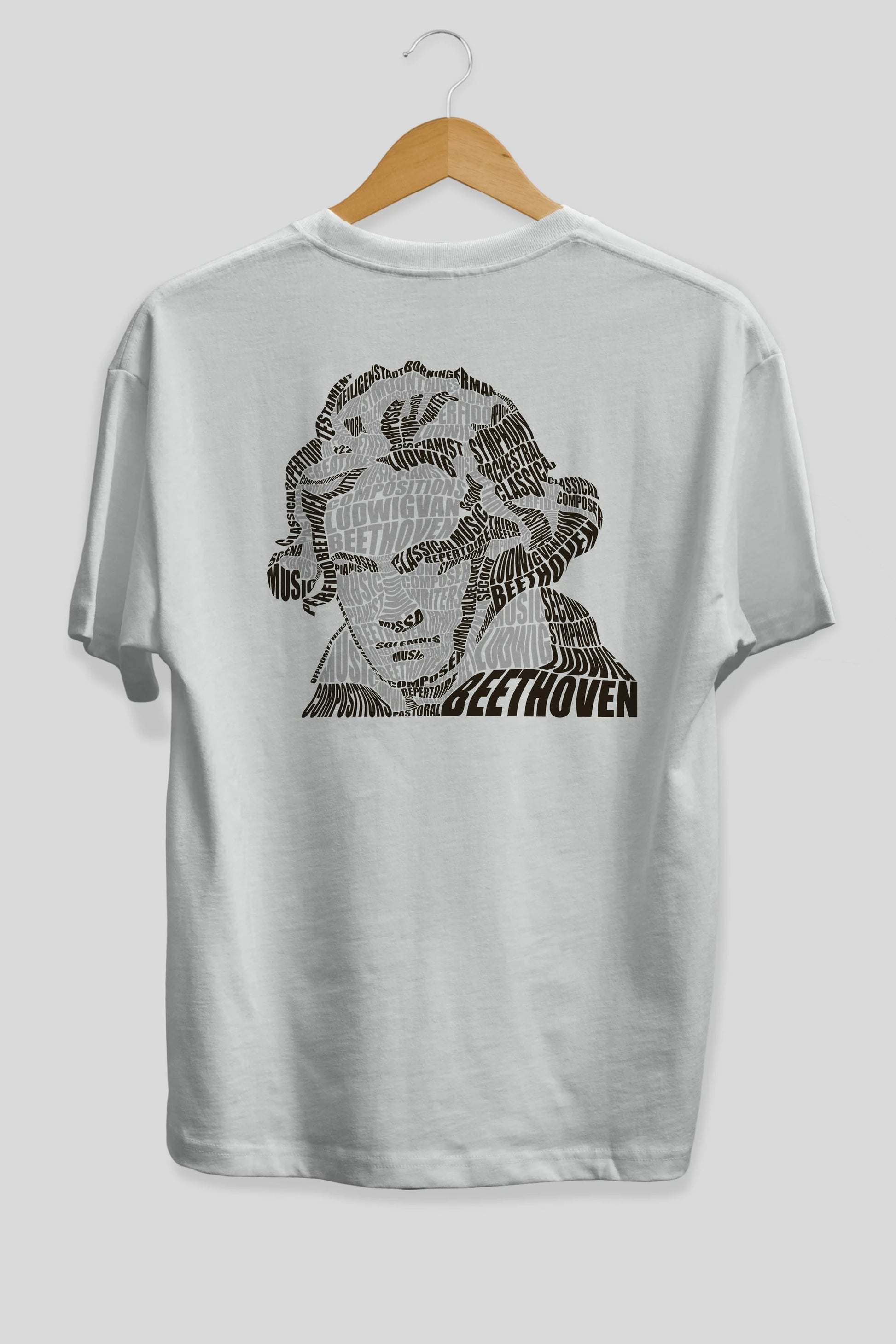 Ludwig van Beethoven Calligram Arka Baskılı Oversize t-shirt %100 pamuk Erkek Kadın Unisex