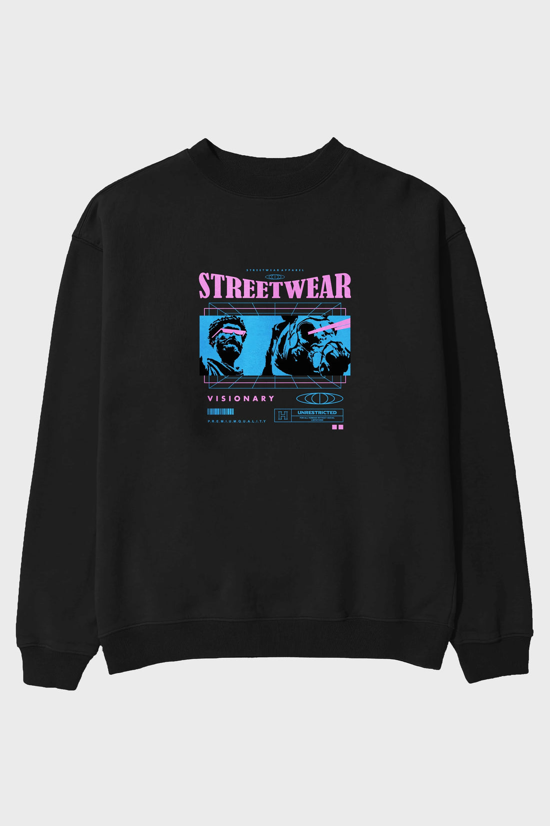 Streetwear Visionary Ön Baskılı Oversize Sweatshirt Erkek Kadın Unisex