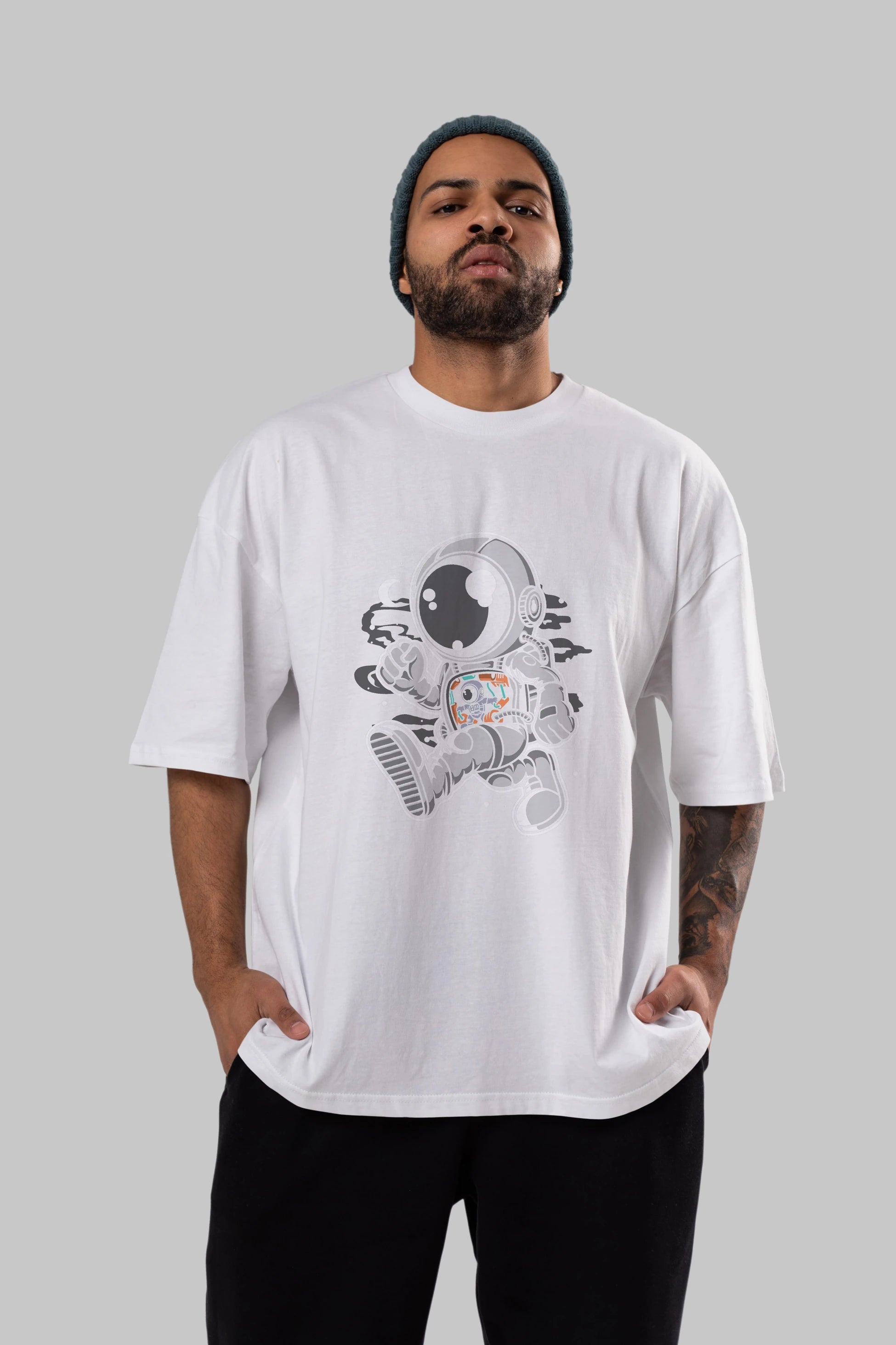 Astronaut Robotic Machine Ön Baskılı Oversize t-shirt Erkek Kadın Unisex