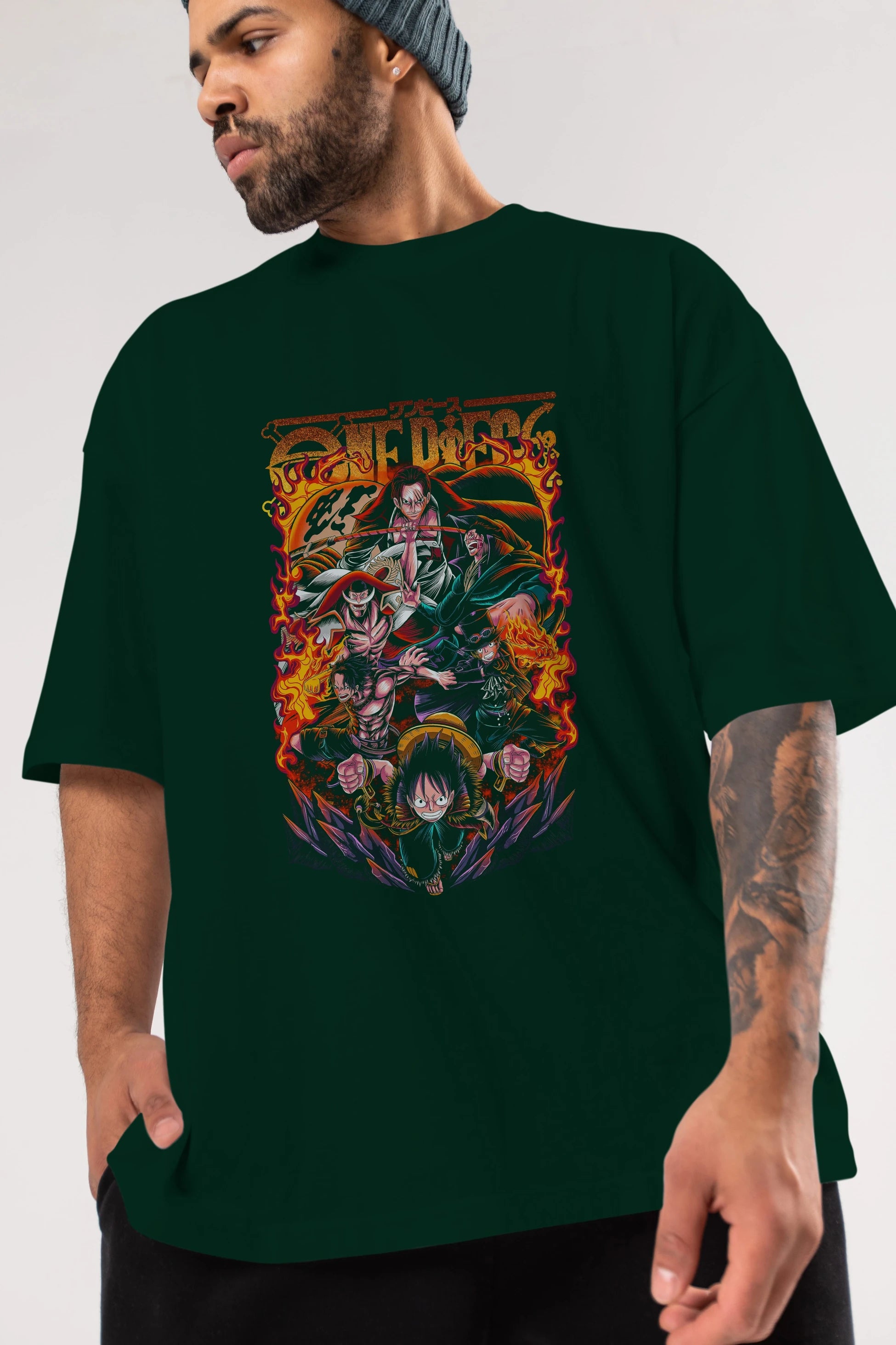 ONE PIECE (3) Anime Ön Baskılı Oversize t-shirt %100 pamuk Erkek Kadın Unisex