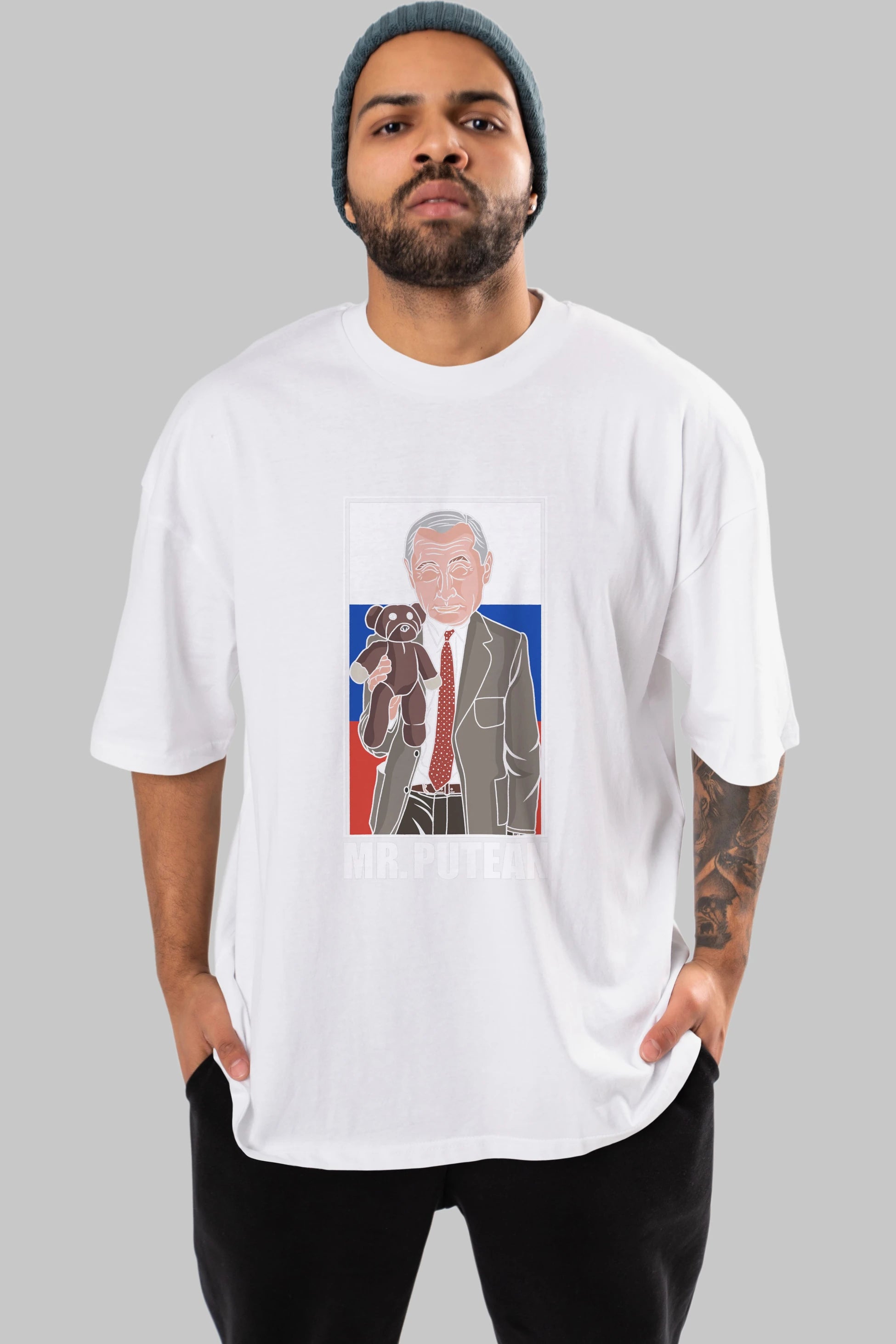 Mr Putean Ön Baskılı Oversize t-shirt Erkek Kadın Unisex %100 Pamuk tişort