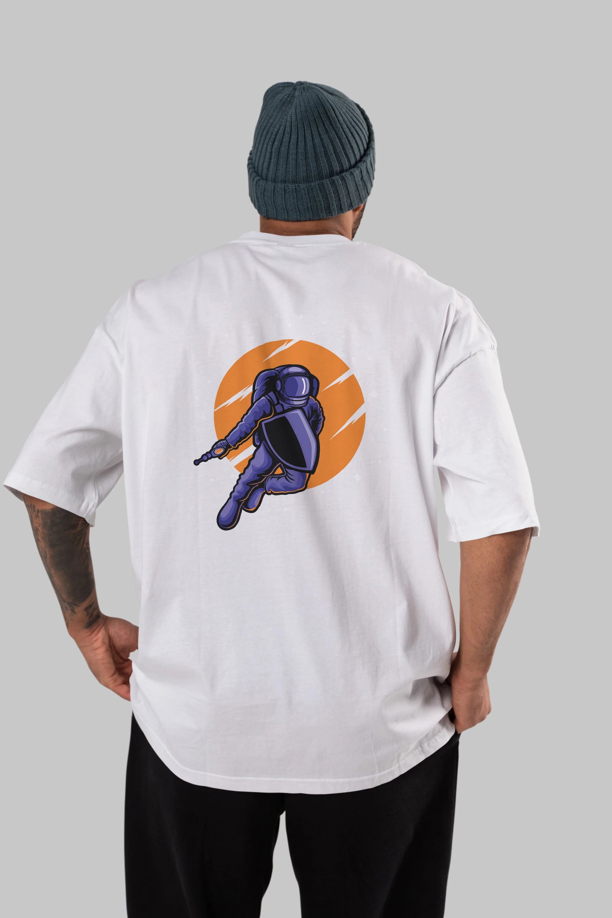 Astro Wars Arka Baskılı Oversize t-shirt Erkek Kadın Unisex