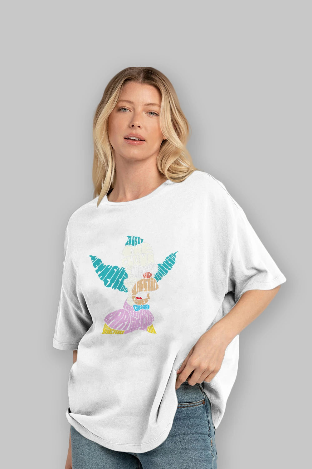 Krusty Clown Ön Baskılı Oversize t-shirt %100 pamuk Erkek Kadın Unisex