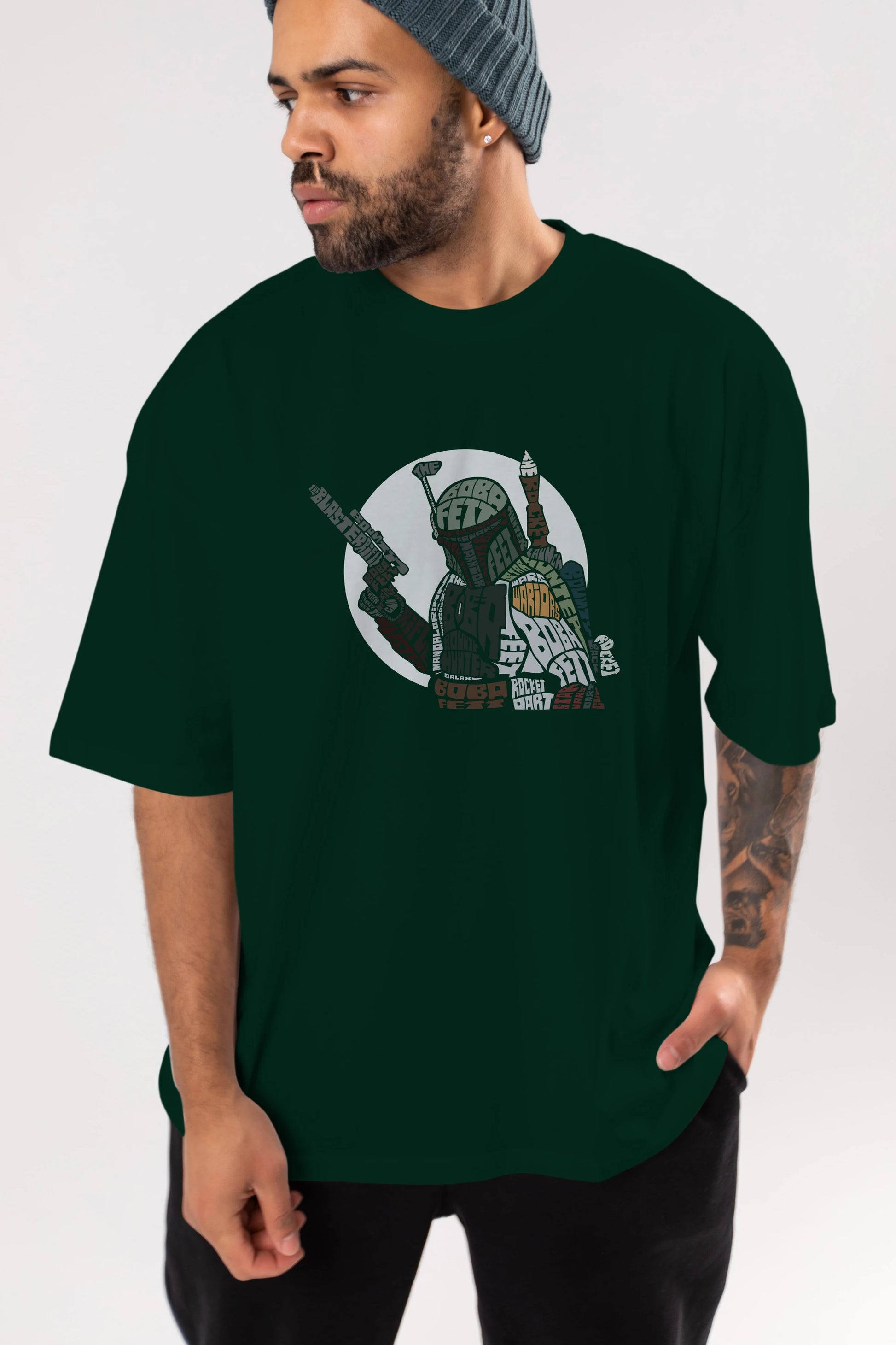 Boba Fett Ön Baskılı Oversize t-shirt %100 pamuk Erkek Kadın Unisex