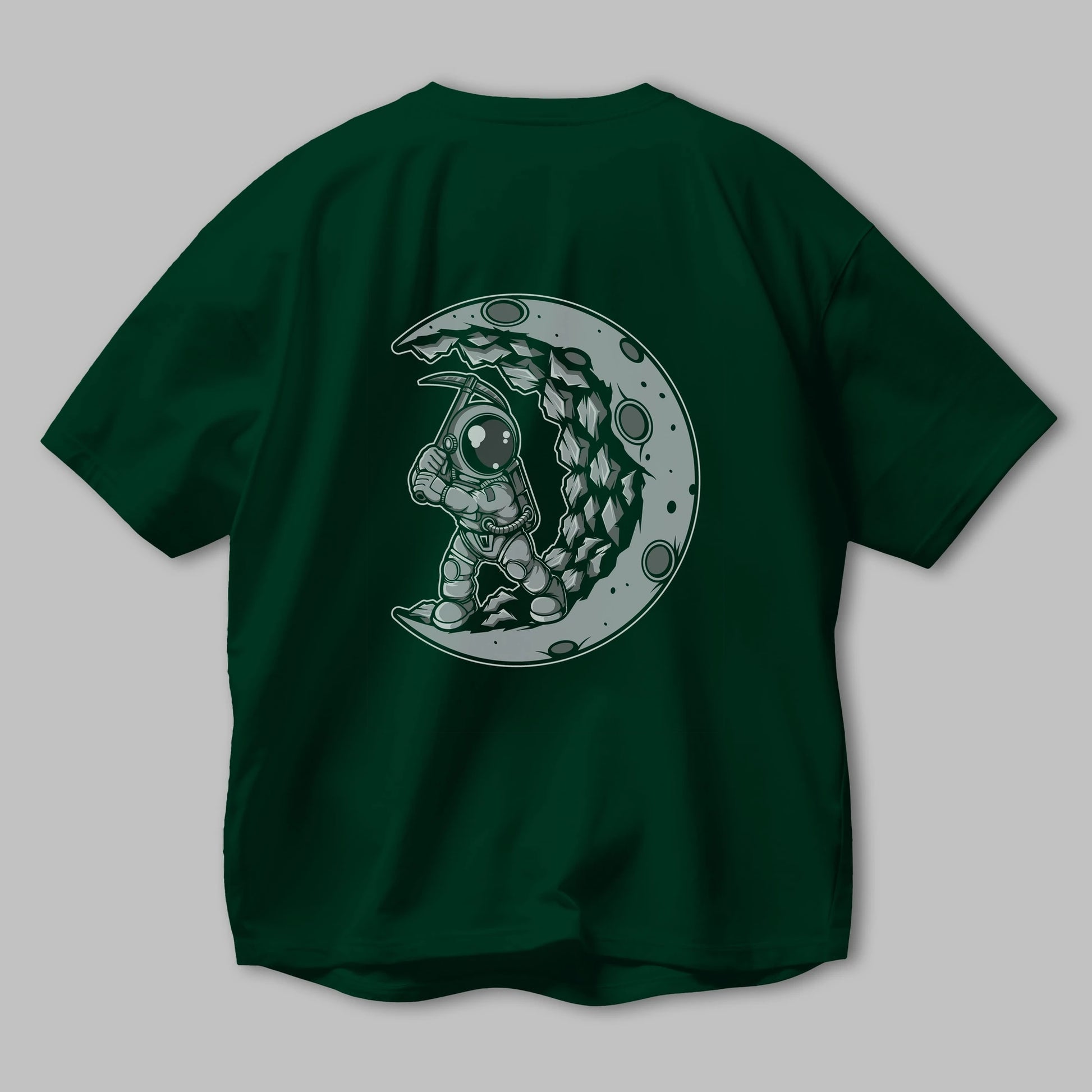 Astronaut Moon Digger Arka Baskılı Oversize t-shirt Erkek Kadın Unisex