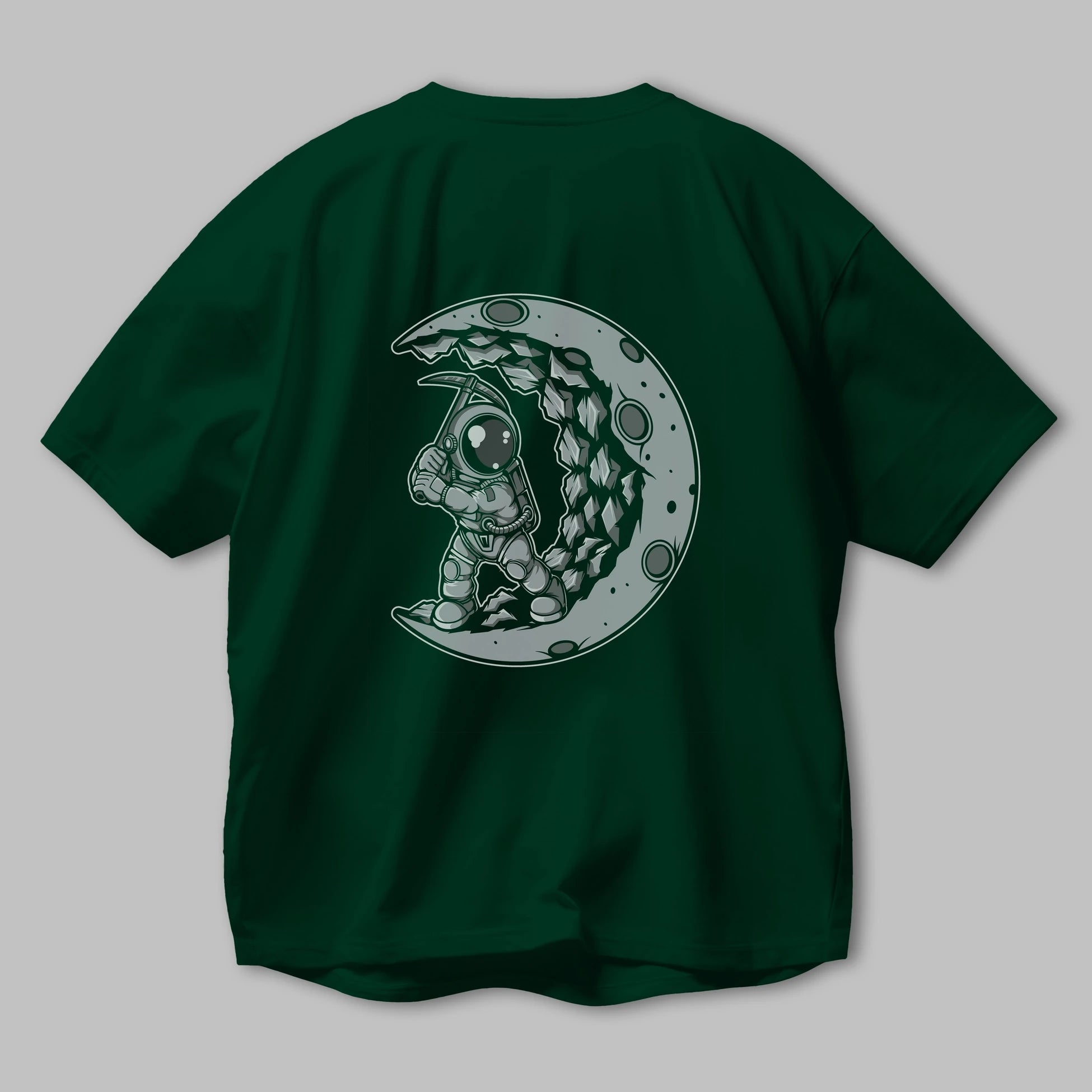 Astronaut Moon Digger Arka Baskılı Oversize t-shirt Erkek Kadın Unisex