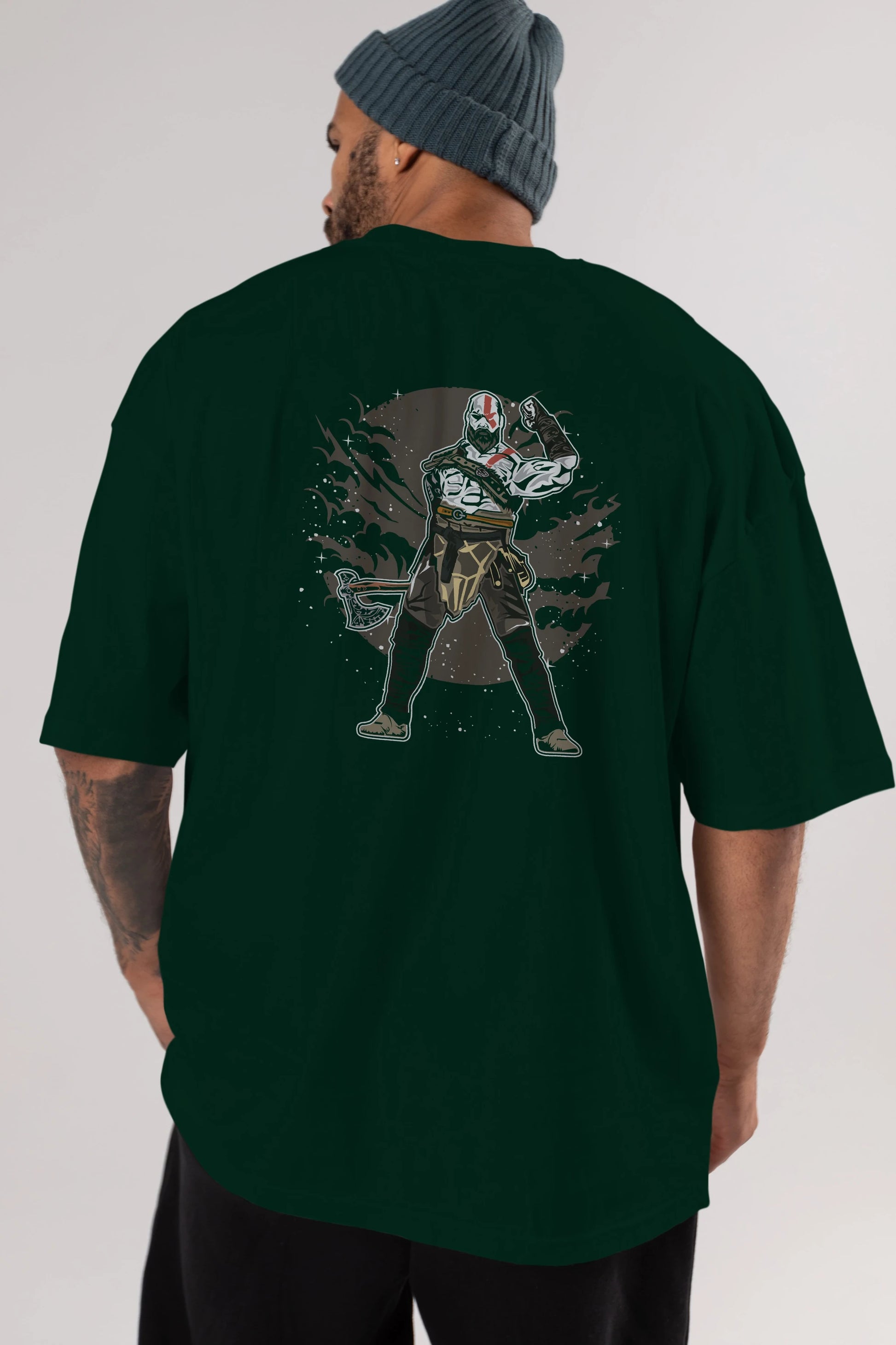 GOD OF WAR Arka Baskılı Oversize t-shirt Erkek Kadın Unisex %100 Pamuk