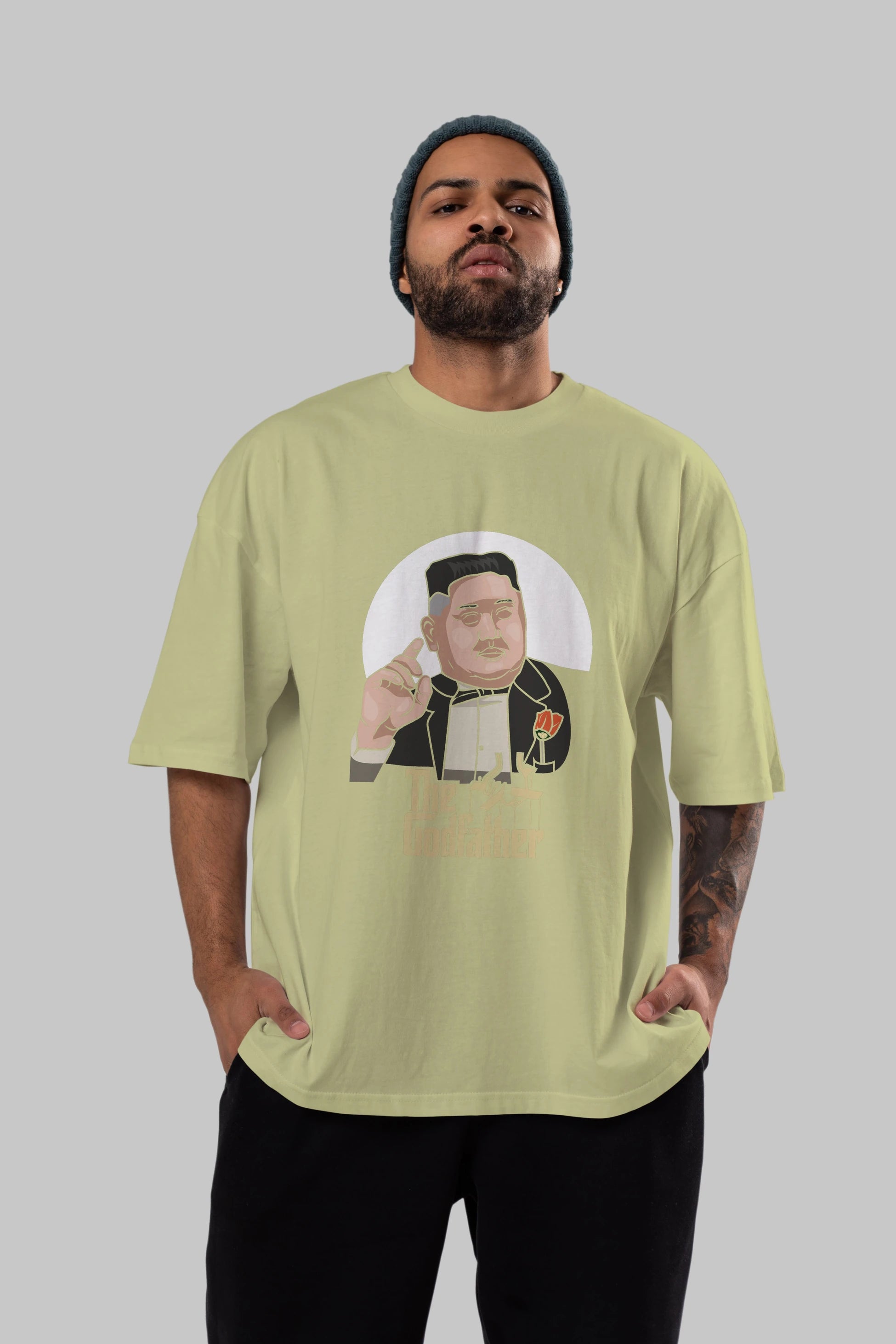Godfather Jong Un Ön Baskılı Oversize t-shirt Erkek Kadın Unisex %100 Pamuk tişort