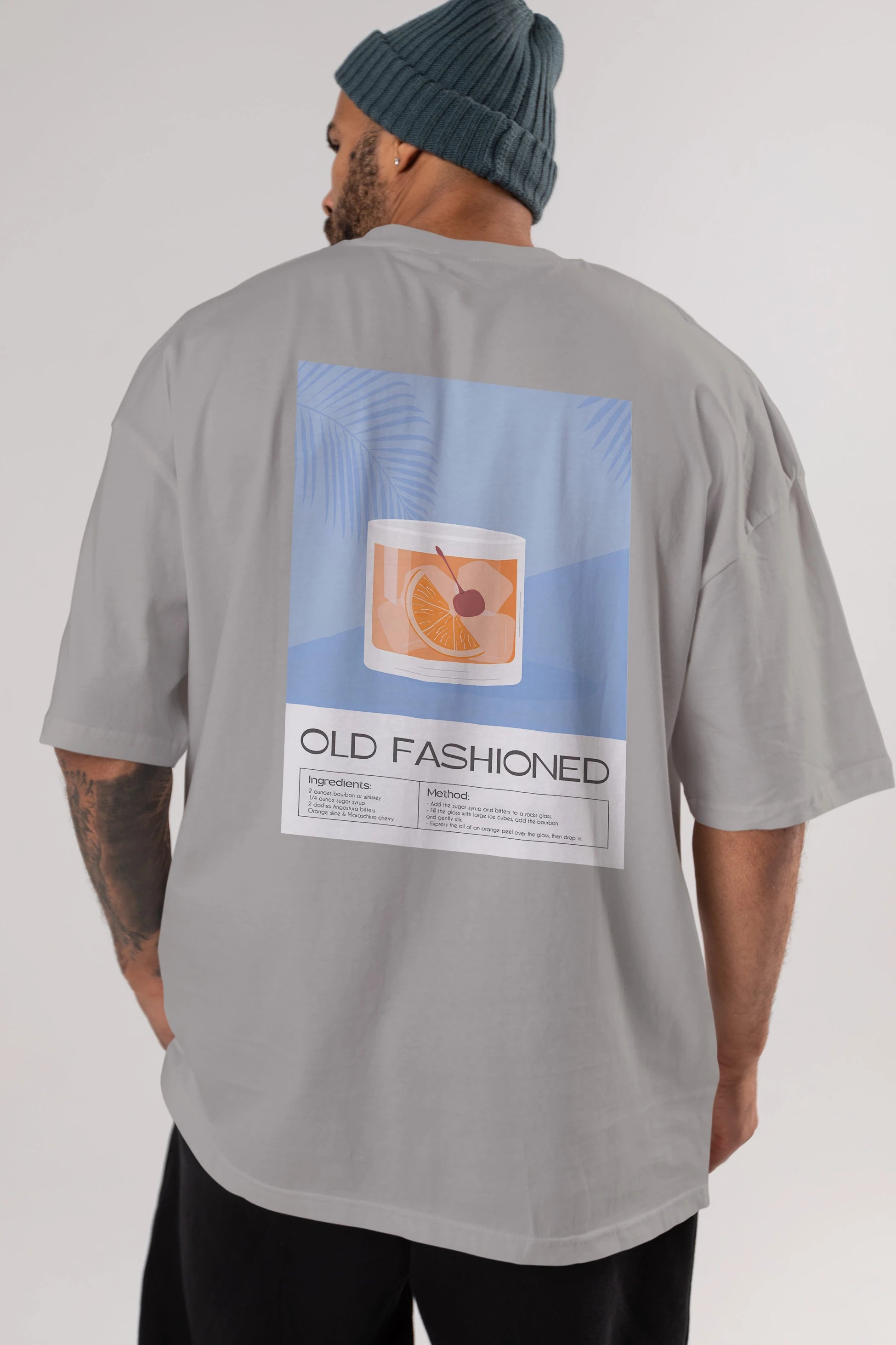 Old Fashioned 3 Arka Baskılı Oversize t-shirt Erkek Kadın Unisex %100 Pamuk Bisiklet Yaka tişort