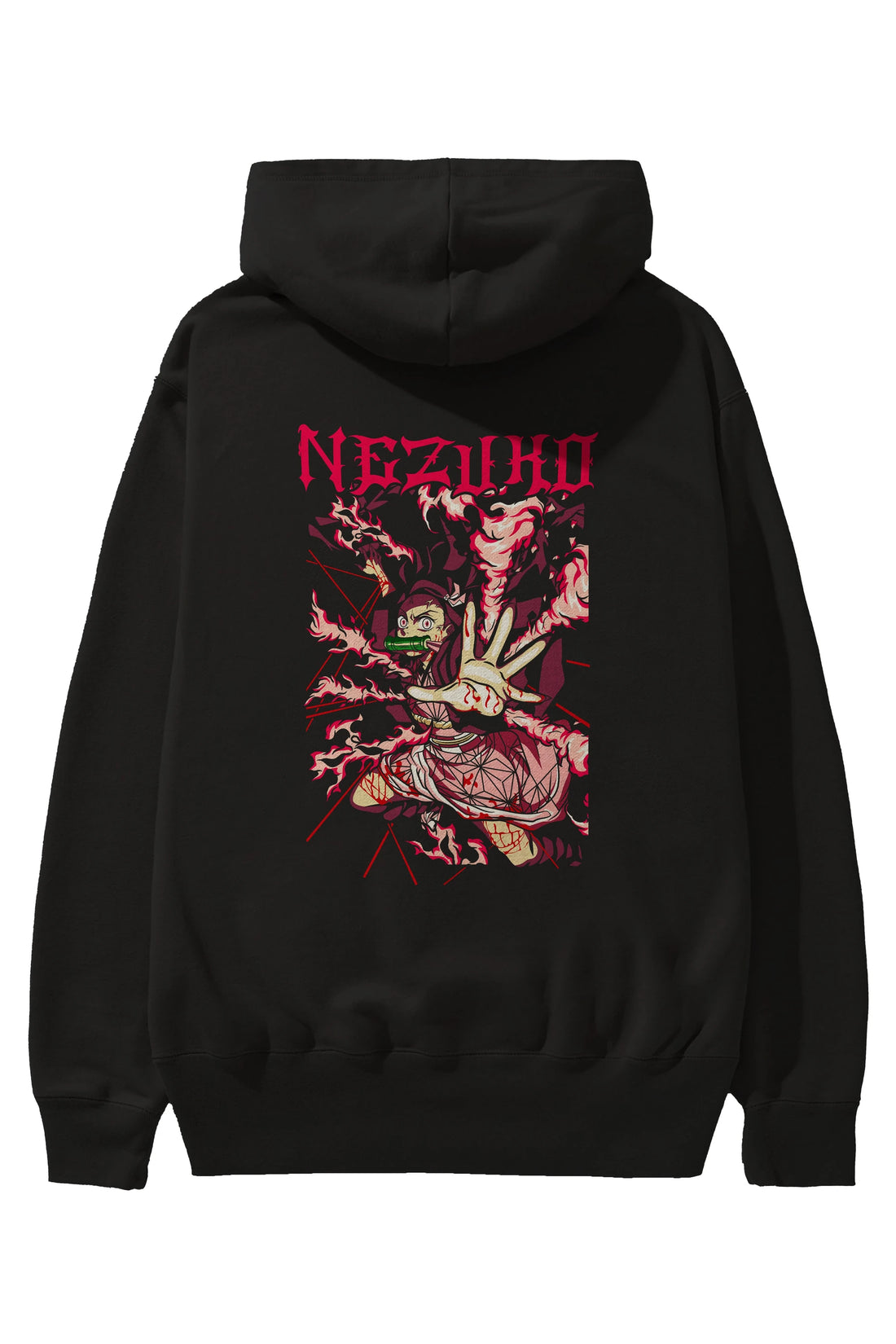 NEZUKO KAMADO Anime Arka Baskılı Hoodie Oversize Kapüşonlu Sweatshirt Erkek Kadın Unisex
