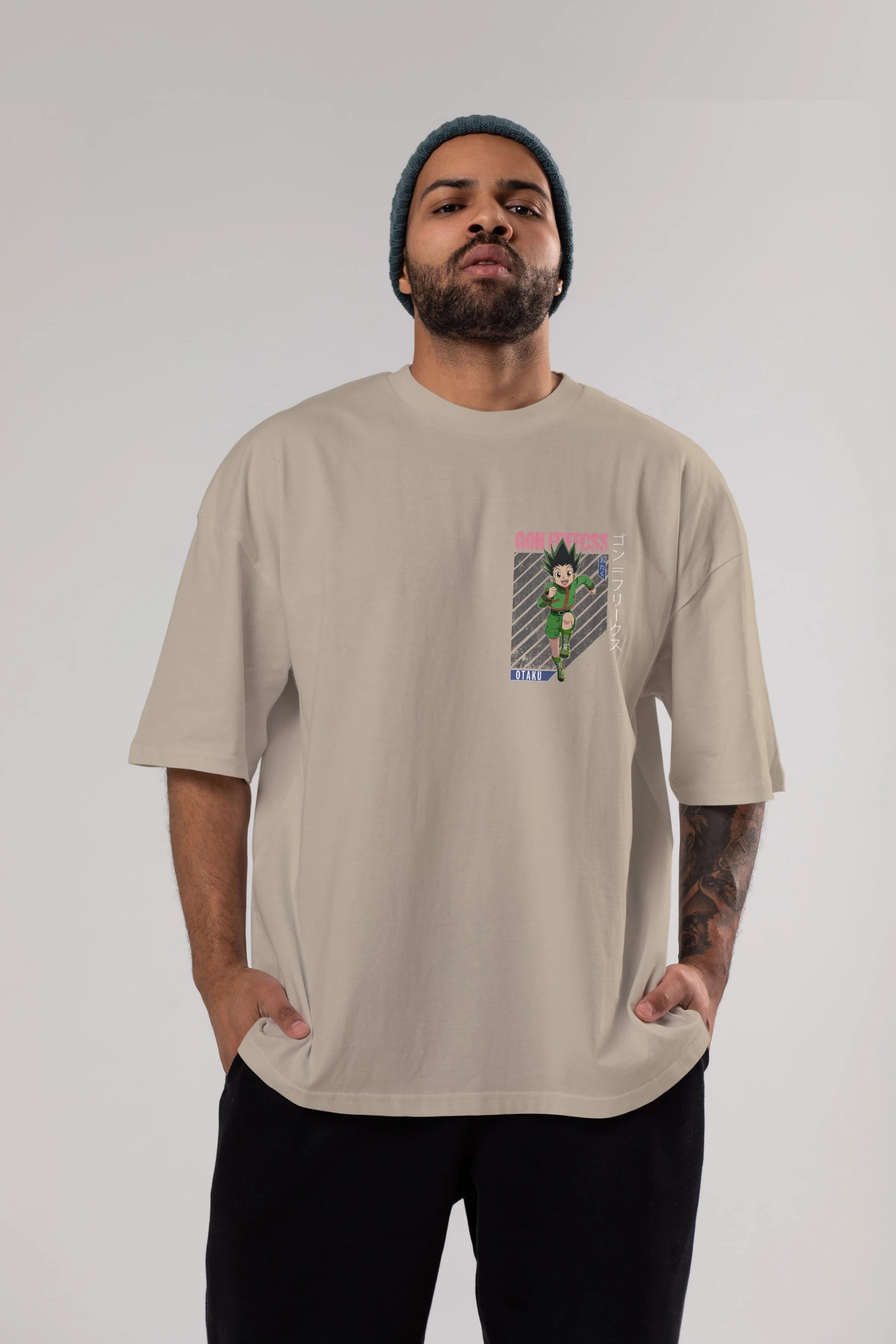 Gon Freecss HUNTER X HUNTER Ön Sol Baskılı Oversize t-shirt Erkek Kadın Unisex %100 Pamuk Bisiklet Yaka tişort