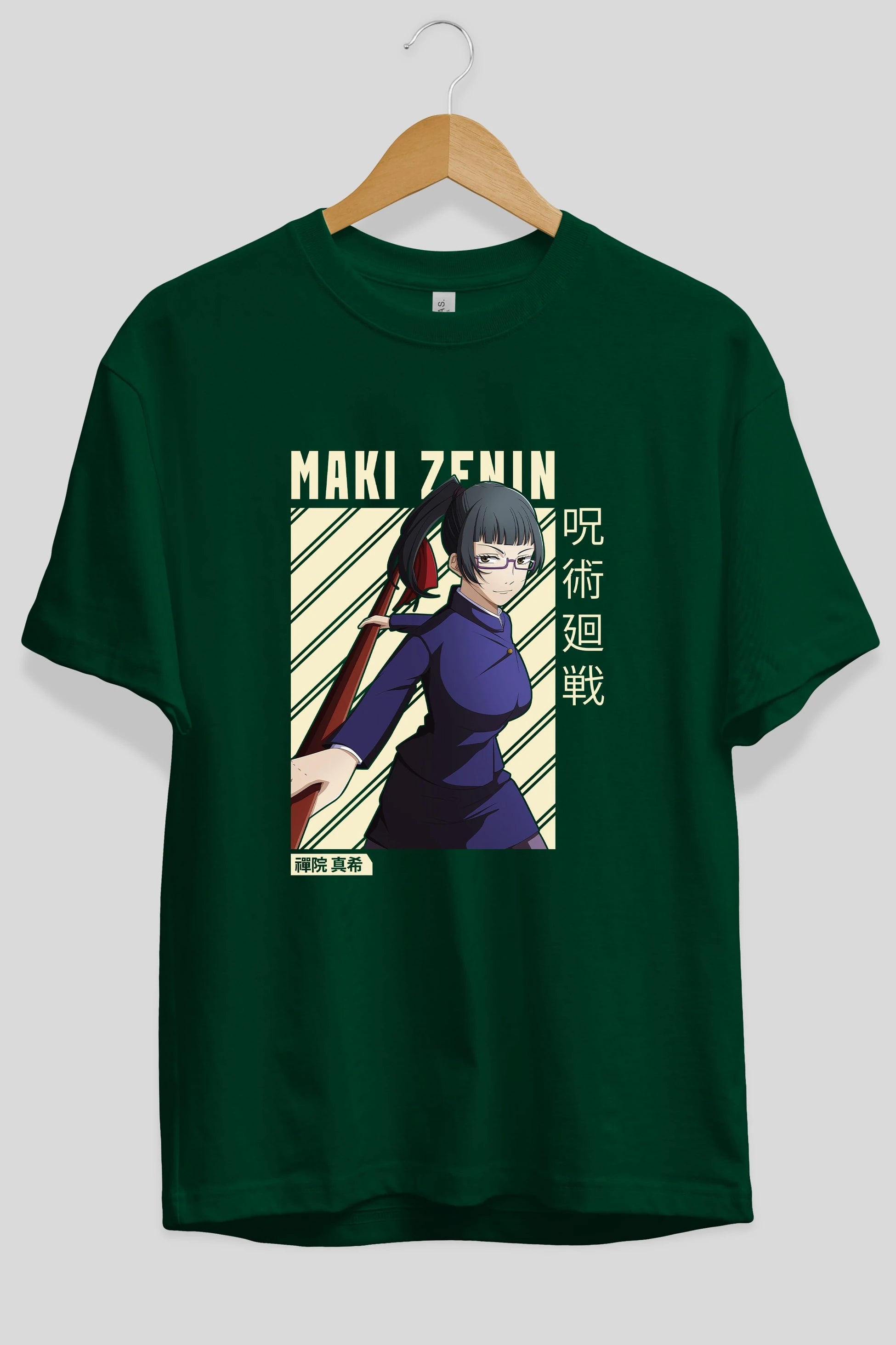 Maki Zenin CHAİNSAWMAN Anime Ön Baskılı Oversize t-shirt %100 pamuk Erkek Kadın Unisex