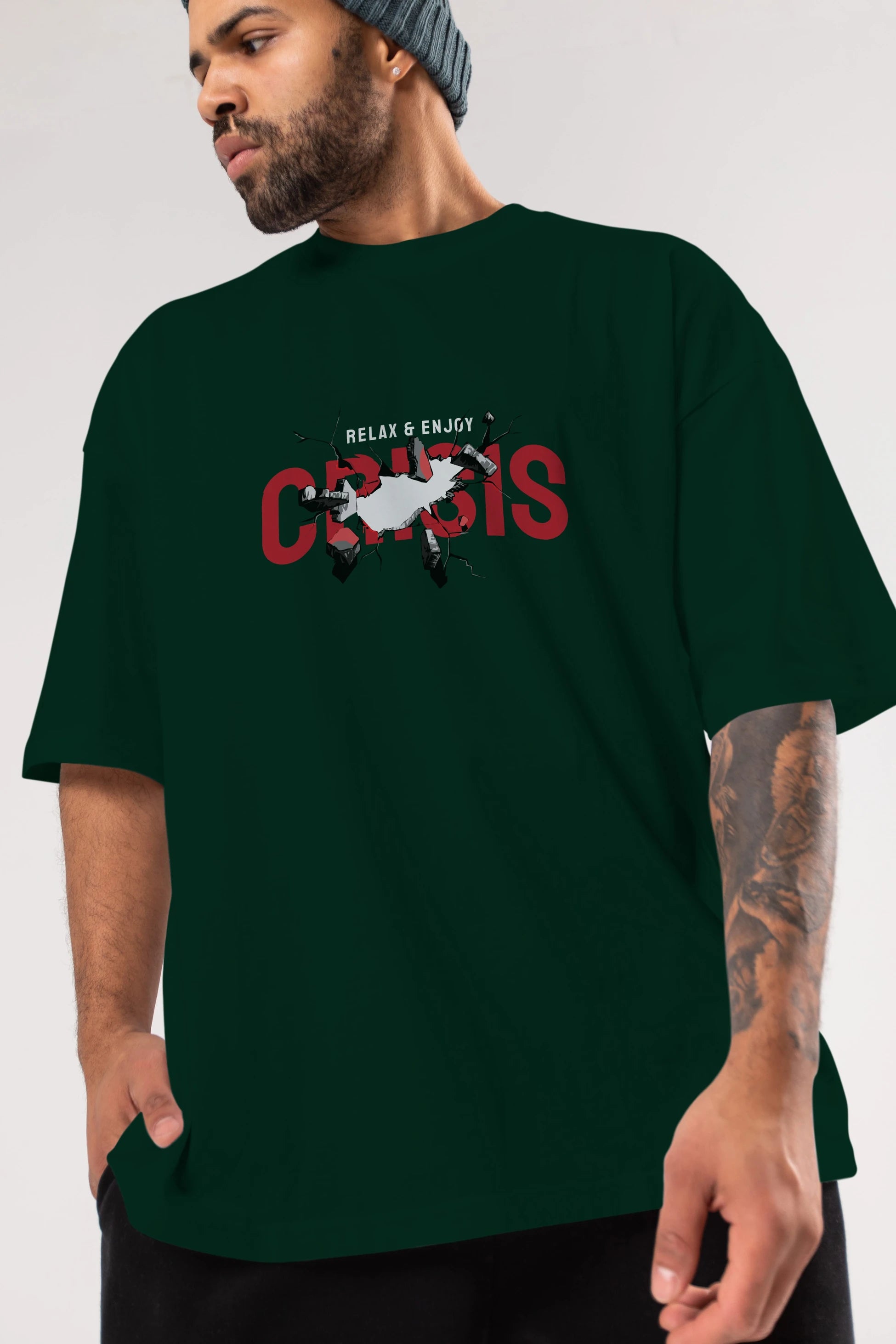 Relax and Enjoy Ön Baskılı Oversize t-shirt Erkek Kadın Unisex