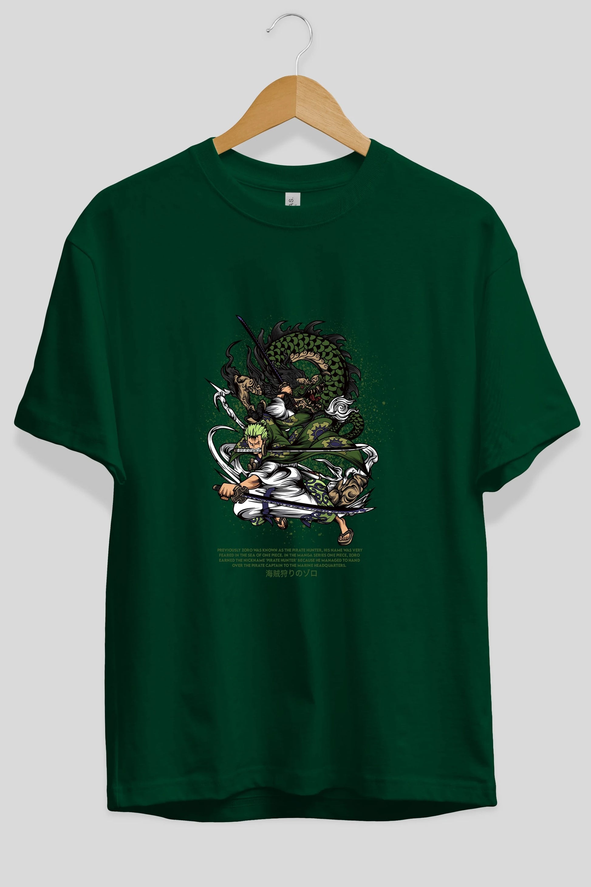 Zoro-ONE PIECE Anime Ön Baskılı Oversize t-shirt %100 pamuk Erkek Kadın Unisex