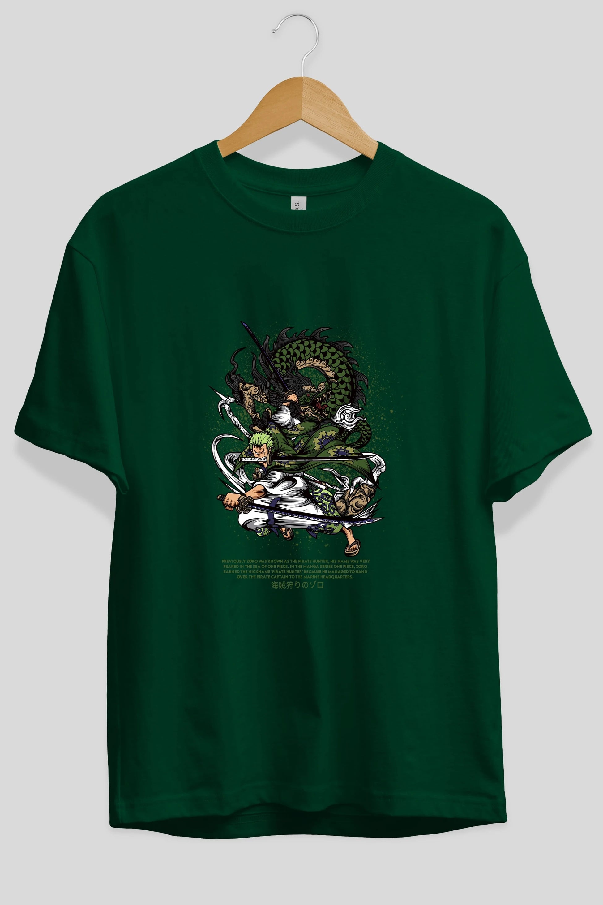 Zoro-ONE PIECE Anime Ön Baskılı Oversize t-shirt %100 pamuk Erkek Kadın Unisex
