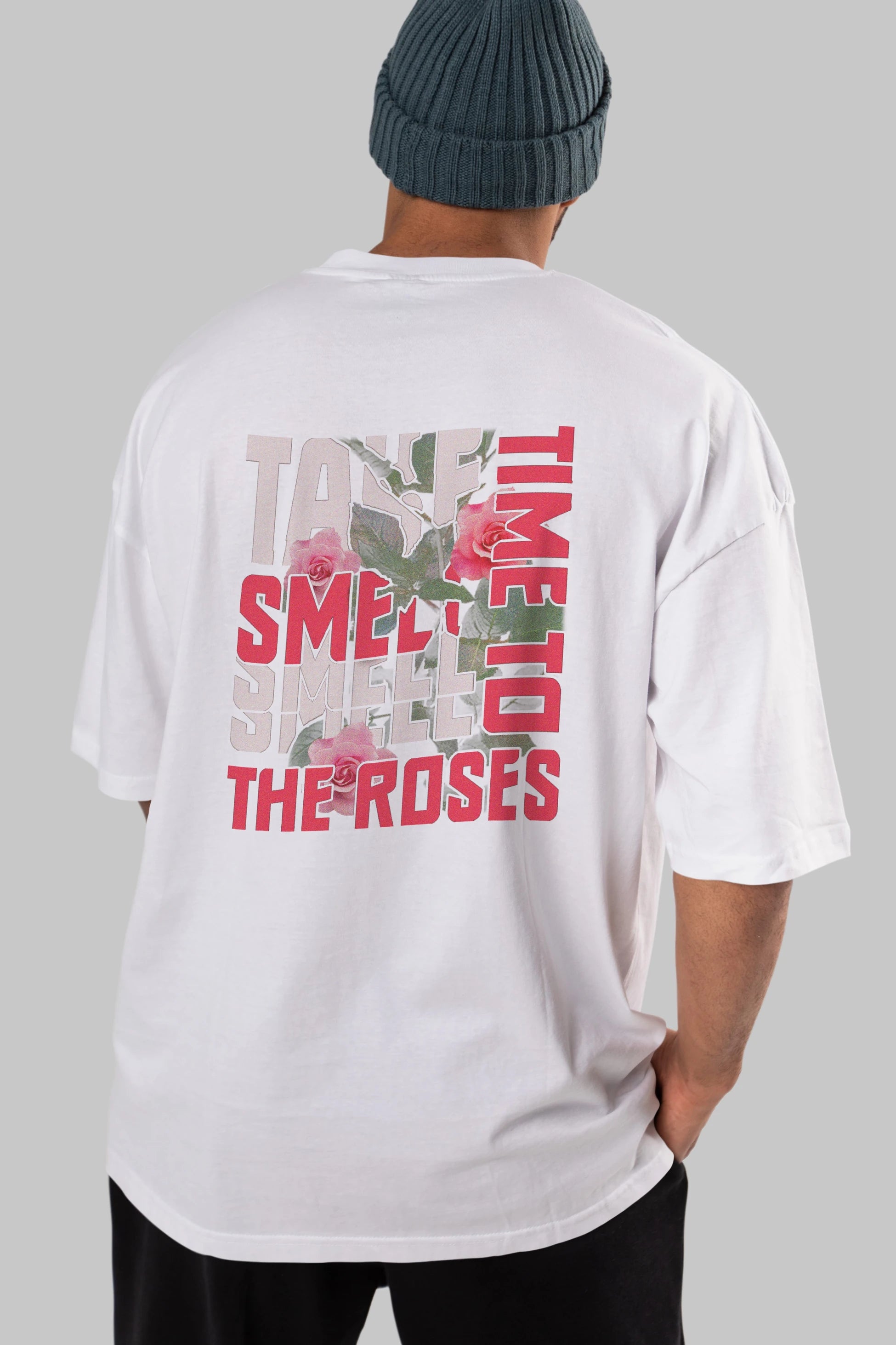 Take time to smell the roses Arka Baskılı Oversize t-shirt Erkek Kadın Unisex