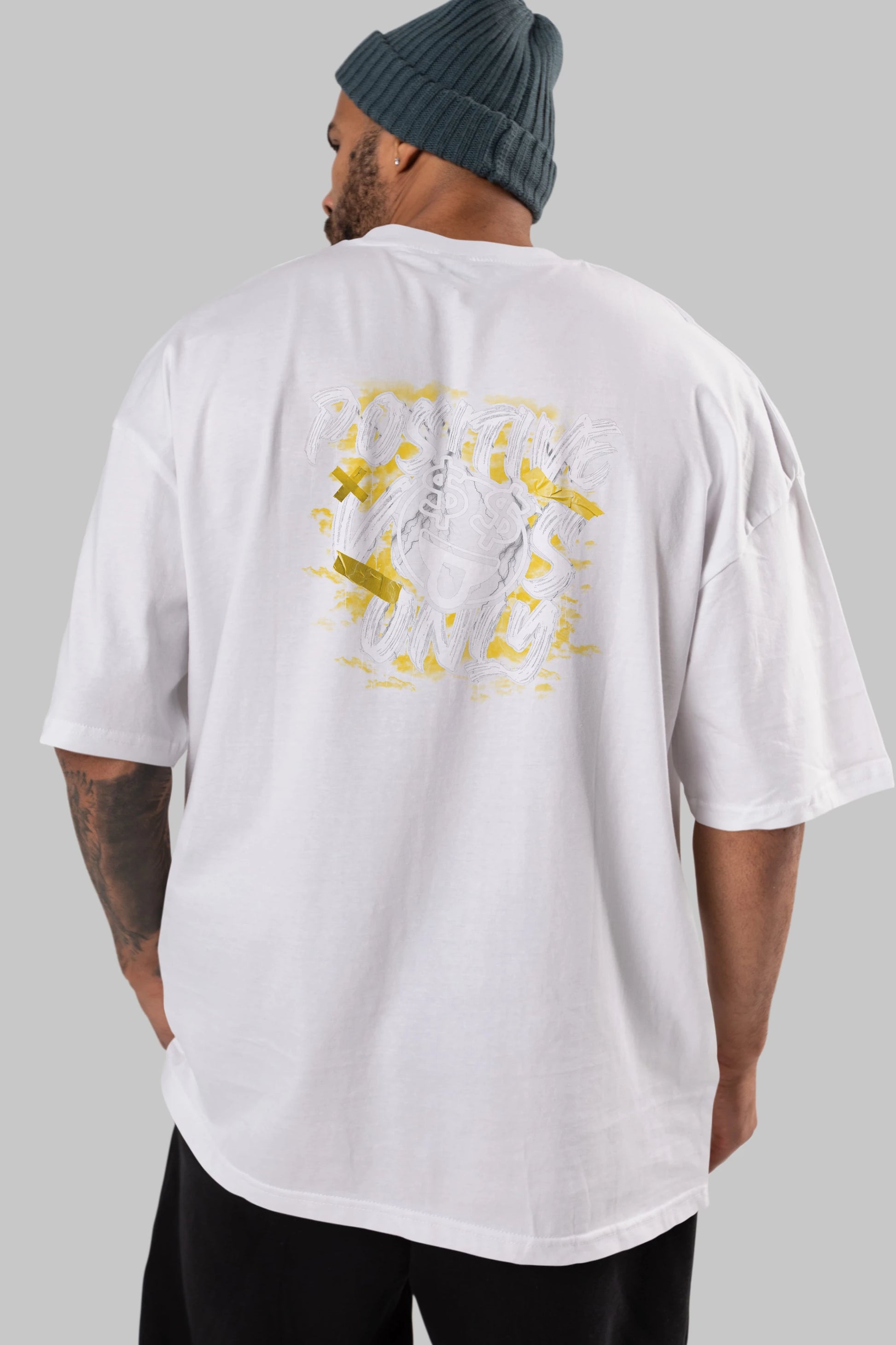 Positive Only Arka Baskılı Oversize t-shirt Erkek Kadın Unisex