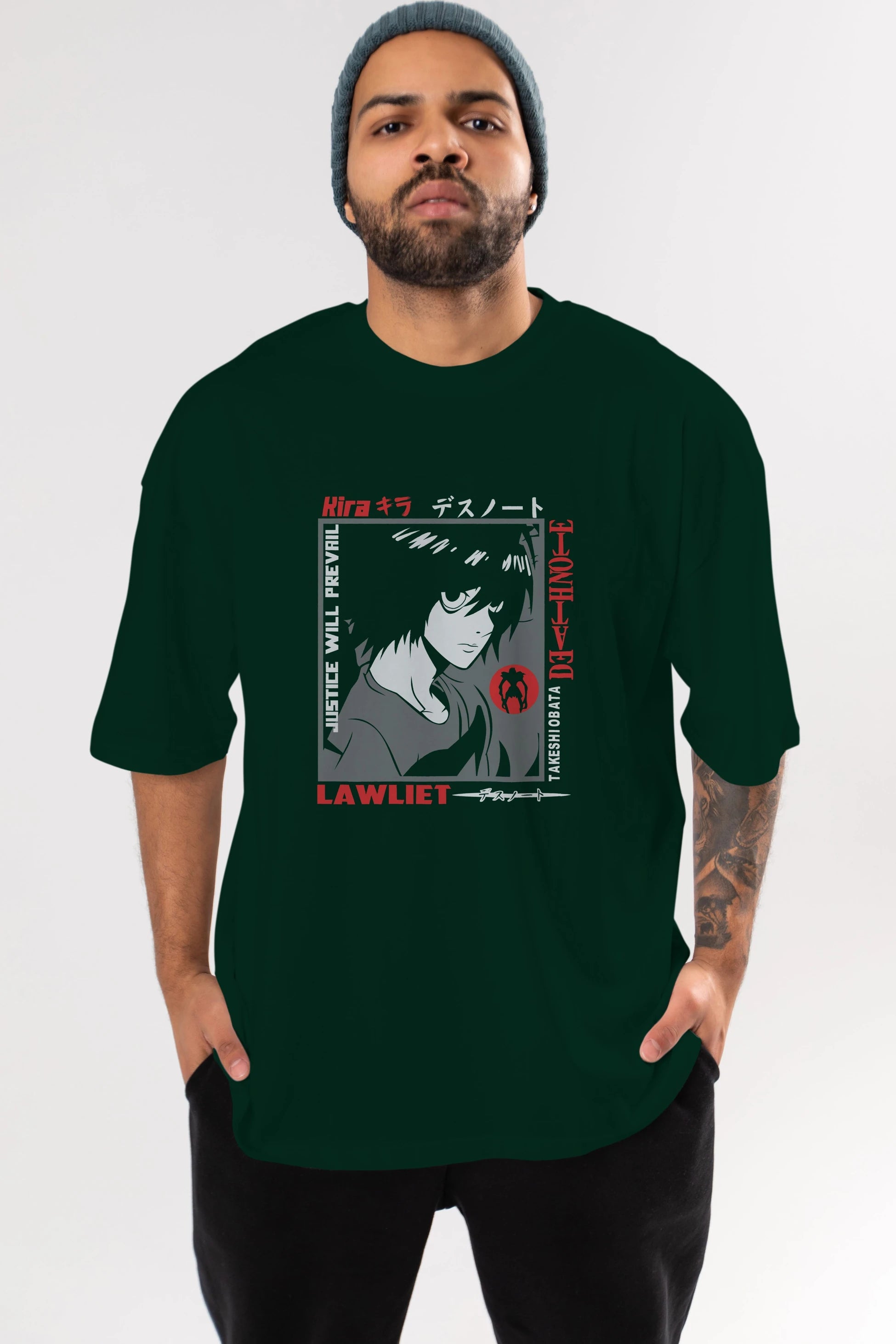 DEATH NOTE Anime Ön Baskılı Oversize t-shirt %100 pamuk Erkek Kadın Unisex