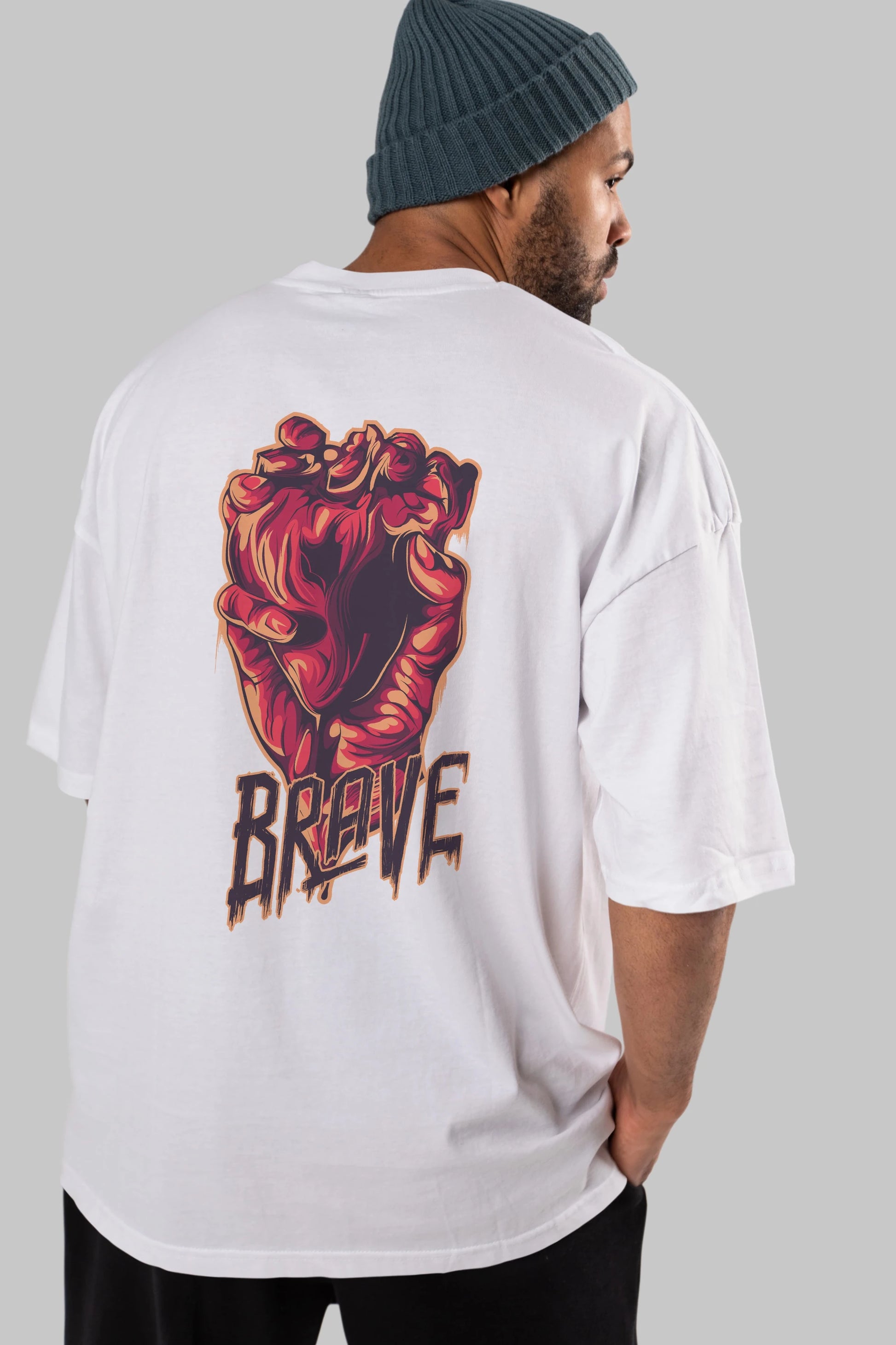 Brave Streetwear Arka Baskılı Oversize t-shirt Erkek Kadın Unisex