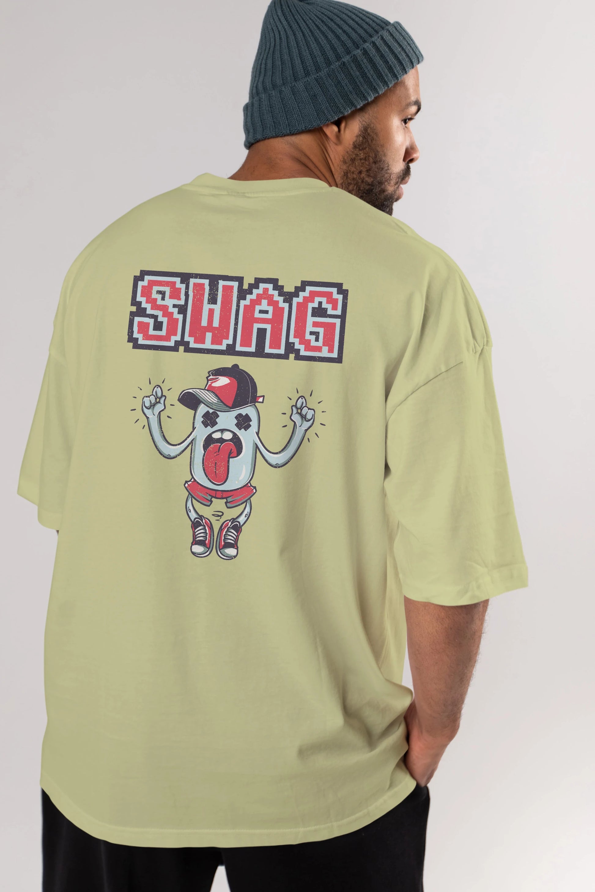 Swag Arka Baskılı Oversize t-shirt Erkek Kadın Unisex