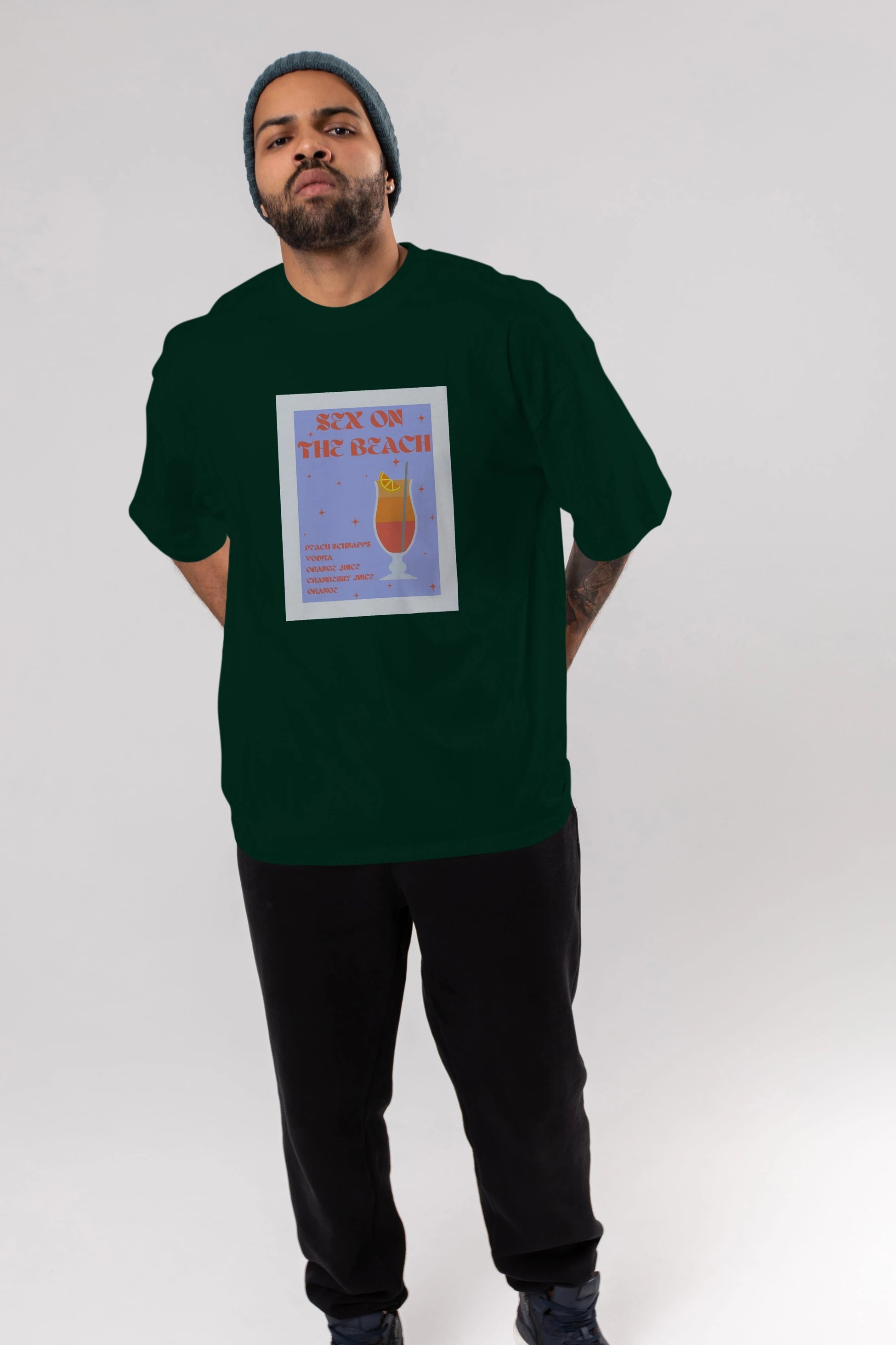 Sex On The Beach Ön Baskılı Oversize t-shirt Erkek Kadın Unisex %100 Pamuk Bisiklet Yaka tişort
