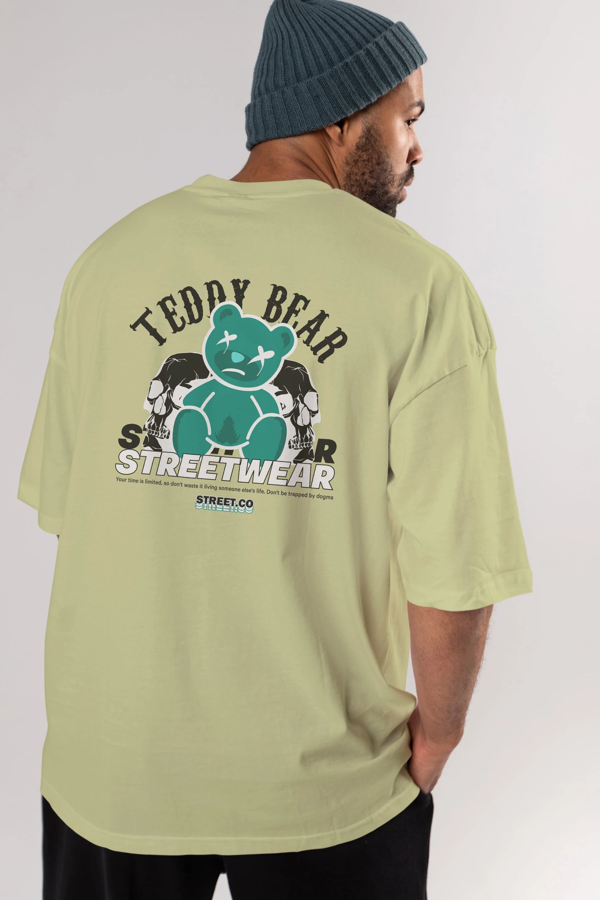 Teddy Bear Streetwear 2 Arka Baskılı Oversize t-shirt Erkek Kadın Unisex